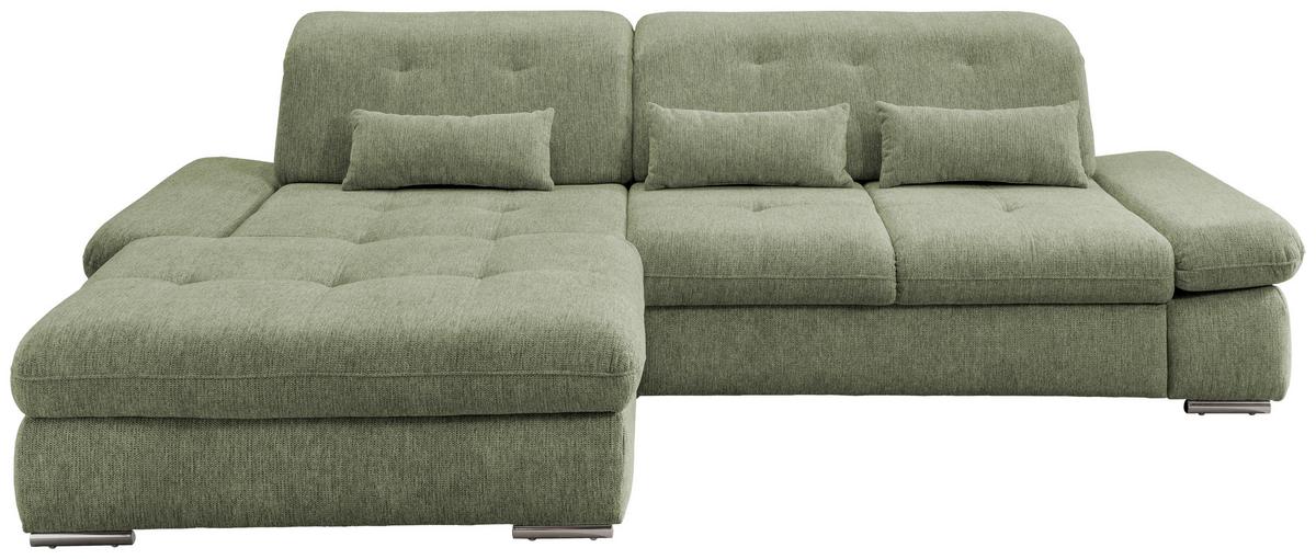 Ecksofa mit grünem Chenille-Bezug