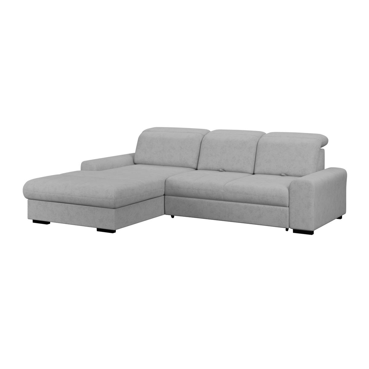 Ecksofa mit Bettfunktion Malaga new Chenille Grau - Schwarz/Grau, KONVENTIONELL, Textil (203/286cm) - Ondega
