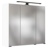 Spiegelschrank Luzern mit Led 3-Türig BxHxT: 70x64x20 cm Weiß - Weiß, KONVENTIONELL, Glas/Holzwerkstoff (70/64/20cm) - Held