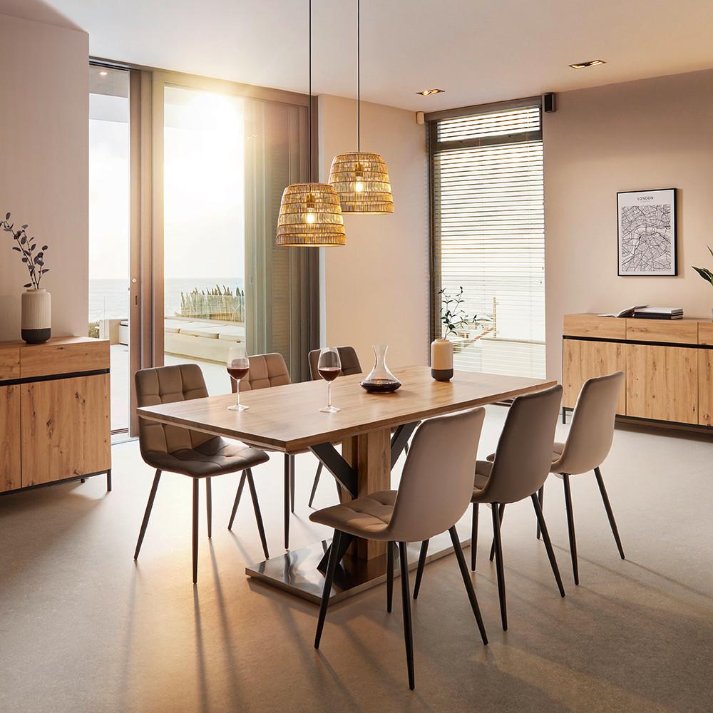 Jídelní židle RIA šedohnědá - černá/šedohnědá, Moderní, kov/dřevo (43,5/87/54cm) - Bessagi Home