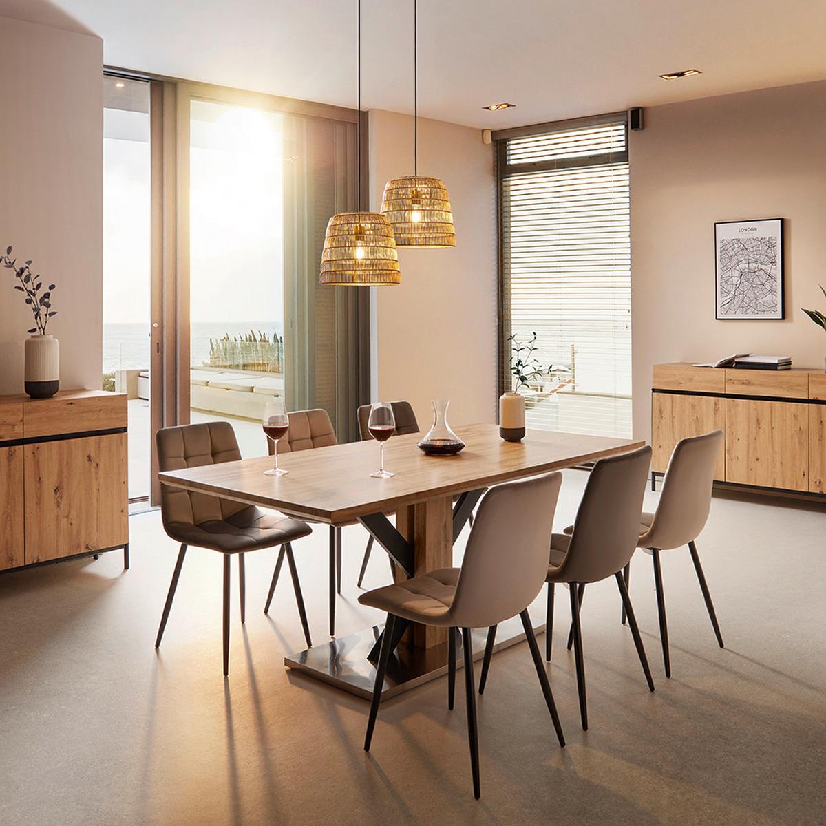 Jídelní židle RIA šedohnědá - černá/šedohnědá, Moderní, kov/dřevo (43,5/87/54cm) - Bessagi Home