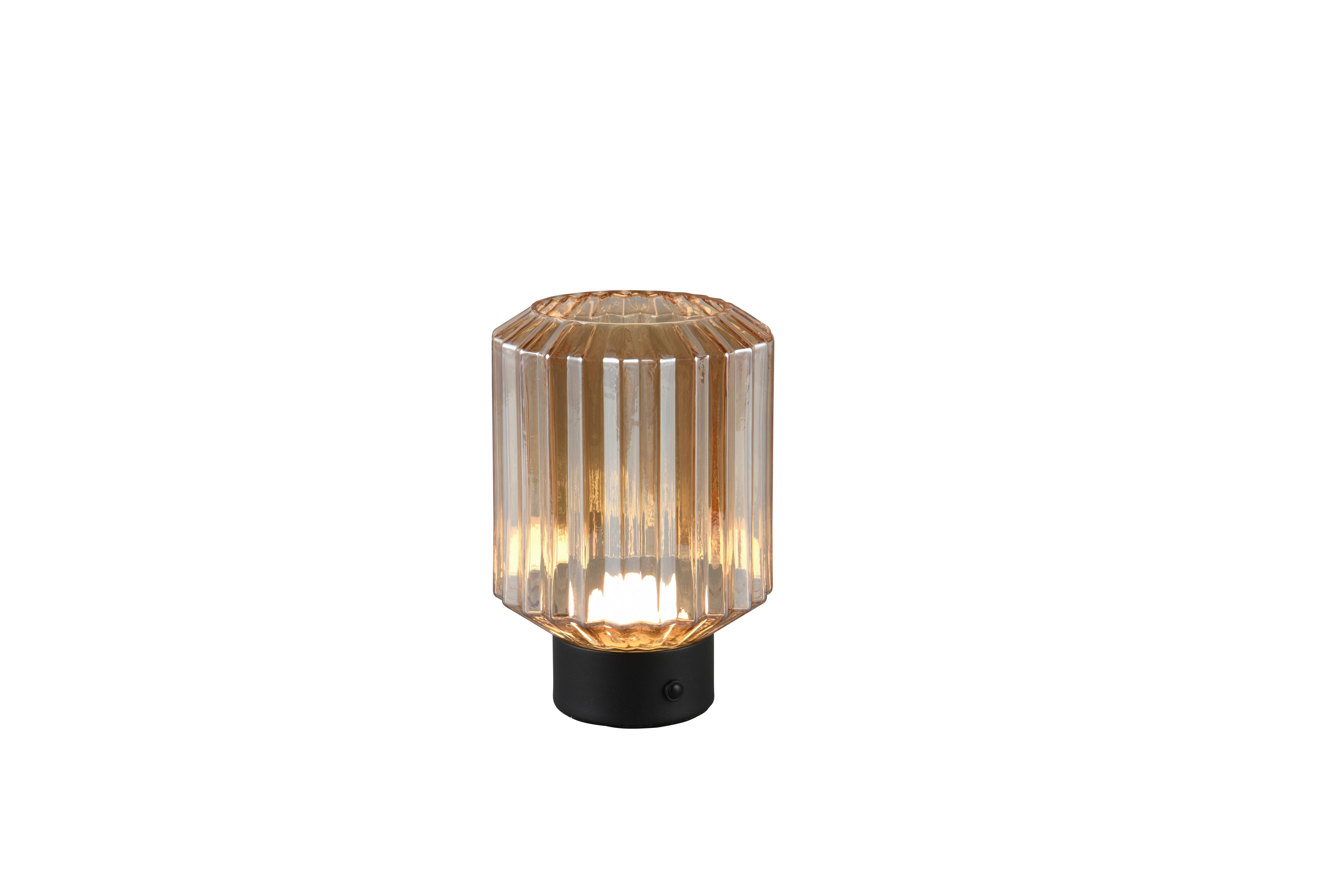 Akku-tischleuchte R57761113 - Schwarz/Braun, KONVENTIONELL, Glas/Metall (13/19,5cm)