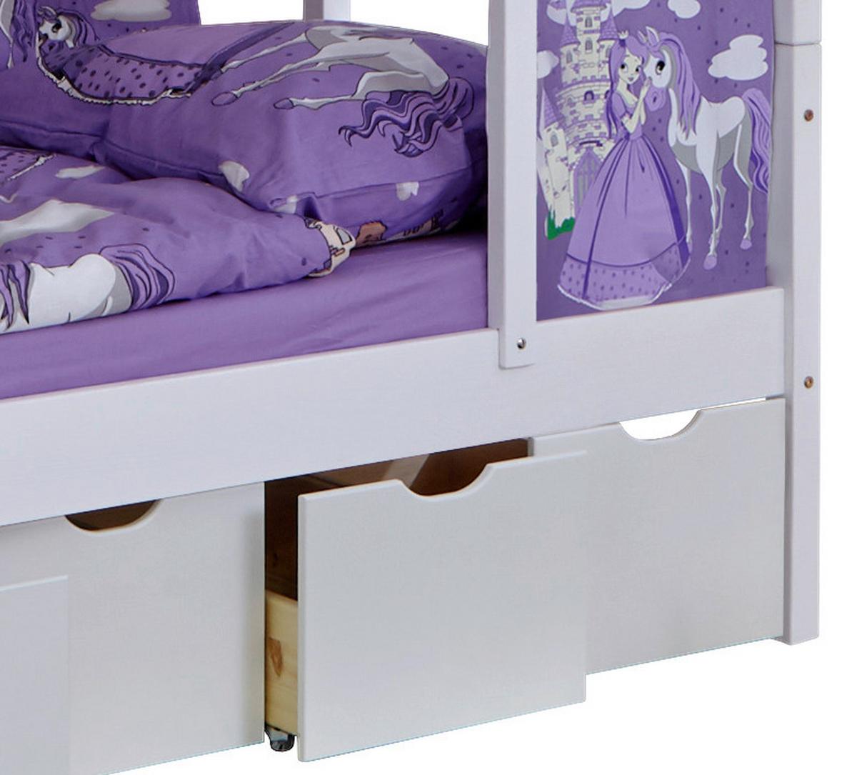 Posteľ v tvare domčeka LIO záves fialový - orgovánová, Modern, drevo (90/200cm) - MID.YOU