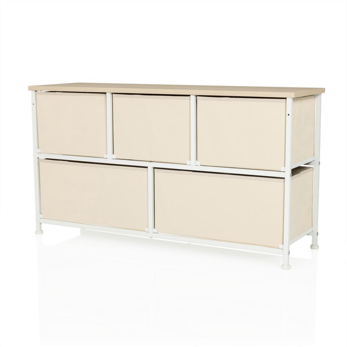 Kommode Foldar Beige B: 100 cm - Beige/Weiß, MODERN, Textil (100/55/30cm) - MID.YOU