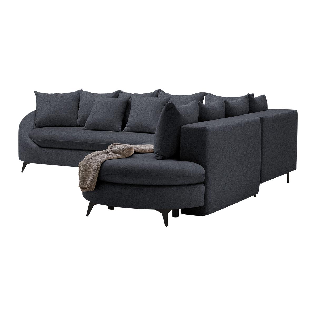 Rohová sedačka AXEL, pravá, tmavě šedá tkanina - černá/tmavě šedá, Moderní, kov/textil (291/250cm) - Mömax