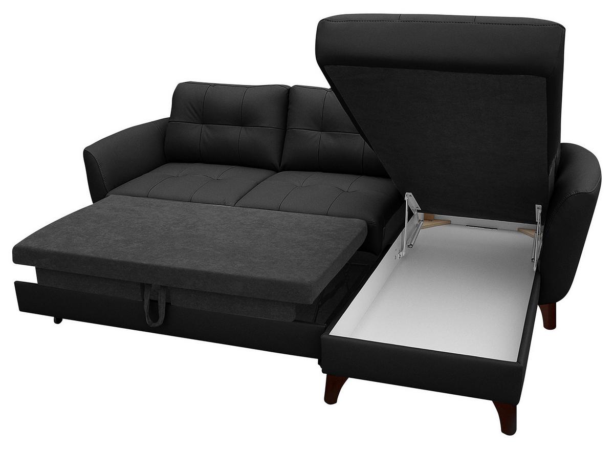 Ecksofa Nordic Schwarz S: 238x168 Cm - Buchefarben/Schwarz, Design, Leder/Textil (238/168cm) - Livetastic
