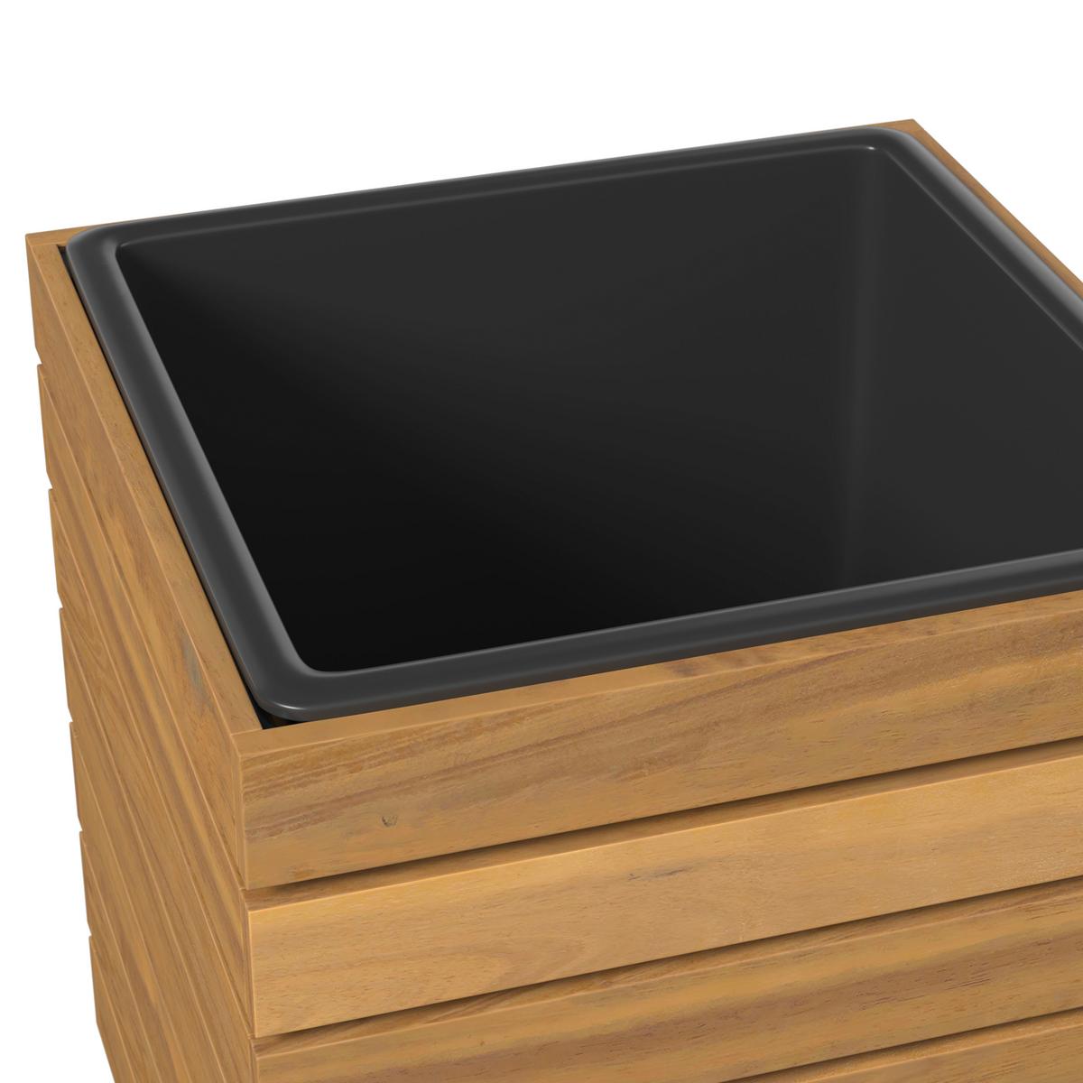 VYSOKÝ ZÁHON MARLO - čierna/farba akácie, Modern, kov/drevo (35/41/35cm) - Bessagi Garden