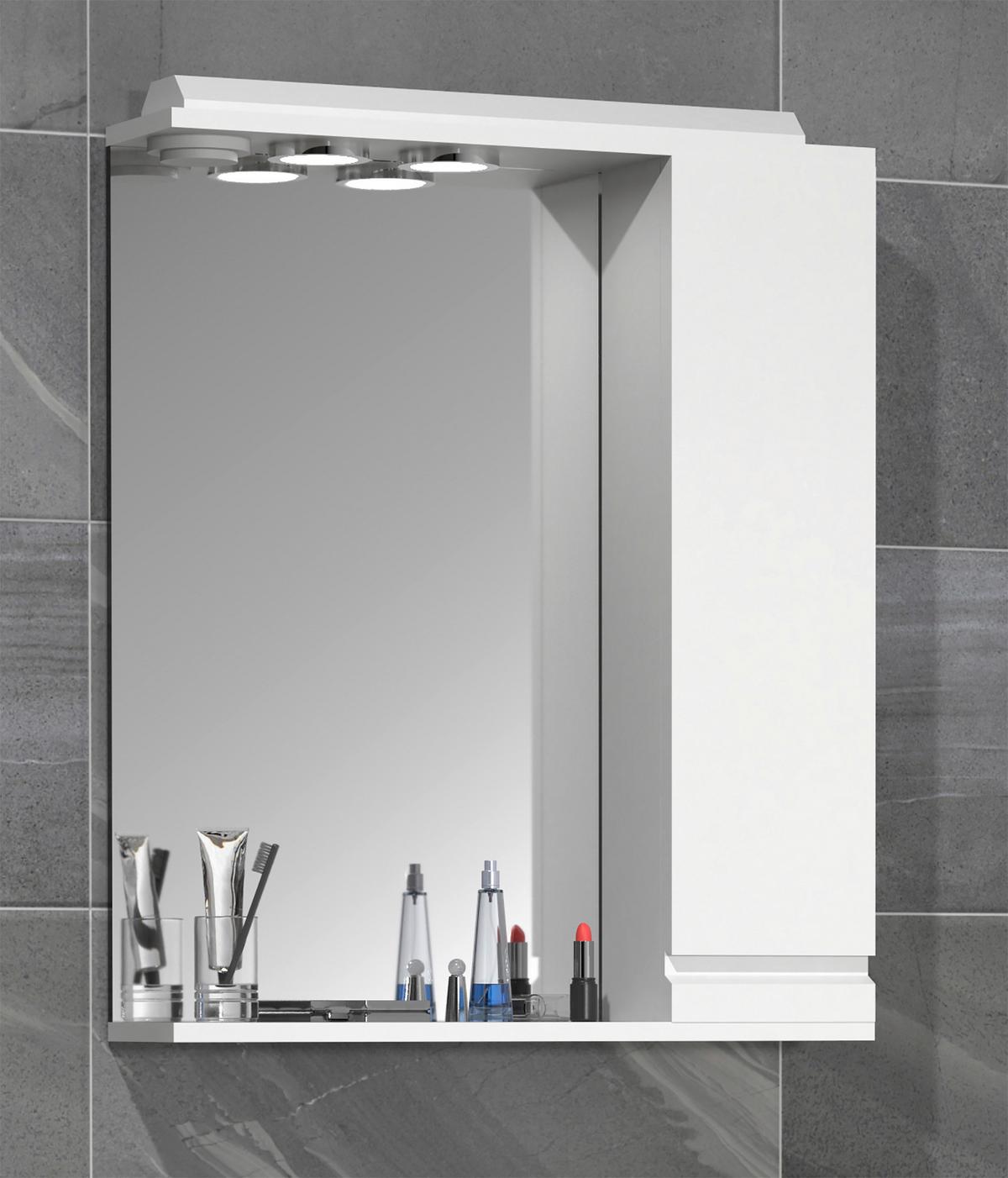Spiegelschrank Silora L 1-Türig Bxhxt: 60x71x14 Cm - Weiß, MODERN, Glas/Holzwerkstoff (60/71/14cm) - MID.YOU