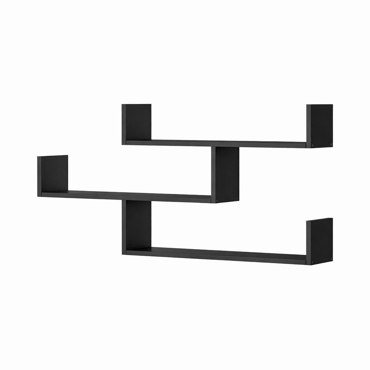 Wandregal Trio Schwarz B: 119,1cm - Schwarz, Basics, Holzwerkstoff (119,1/55/18cm)