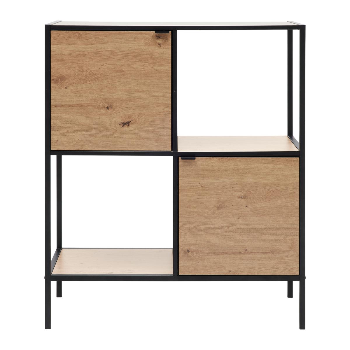 REGÁL QUEENS -EXKLUSIV- - čierna/prírodná farba, Modern, kov/kompozitné drevo (90/106/40cm) - Mömax