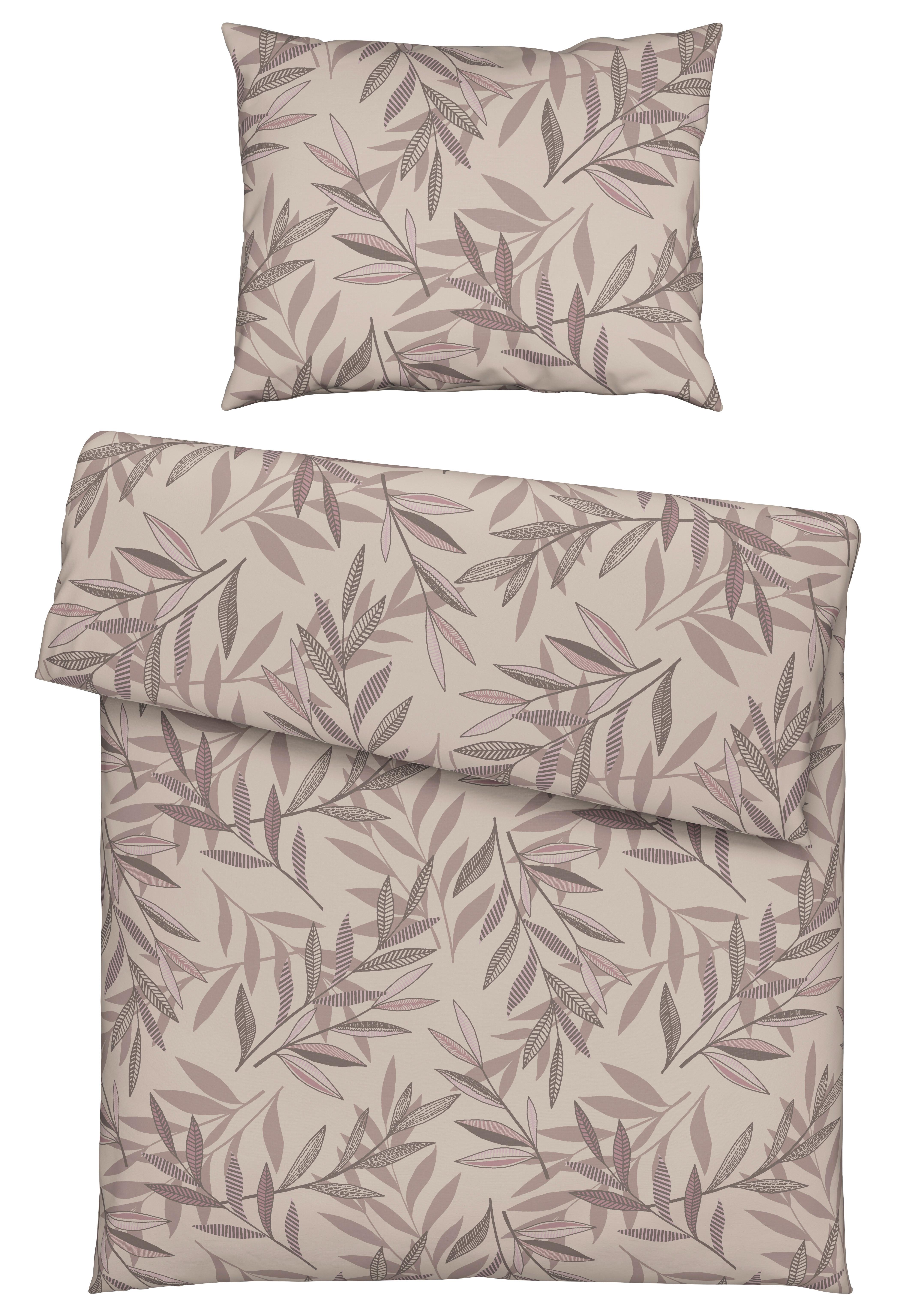 POVLEČENÍ STITCHED LEAVES - světle fialová/béžová, textil (140/200cm) - Modern Living