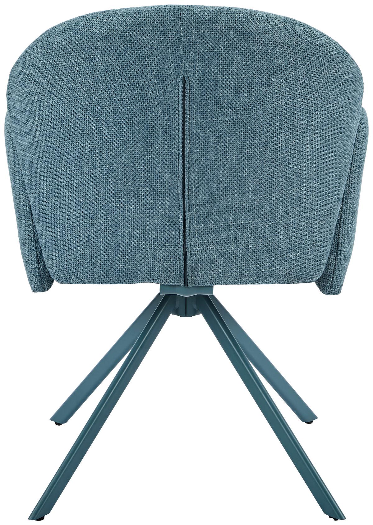 Armlehnstuhl Holly drehbar Webstoff Blau, B: 56,5 cm - Petrol, MODERN, Textil/Metall (56,5/61/84cm)