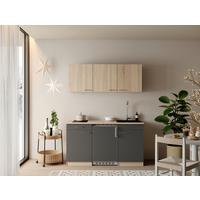 MINIKÜCHE Ingrid, Grau B: 150 cm - Eichefarben/Grau, Design, Holzwerkstoff (150cm) - Respekta