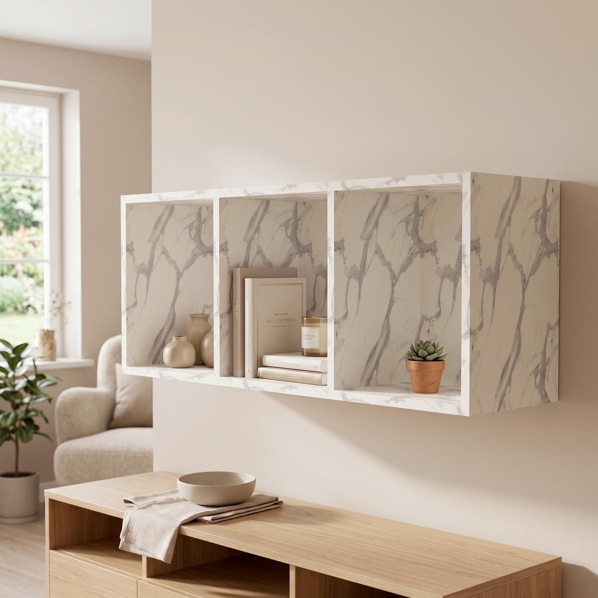 Wandregal Las Vegas Weiß B: 90 cm - Weiß, MODERN, Holzwerkstoff (90/36/37cm) - Vertico
