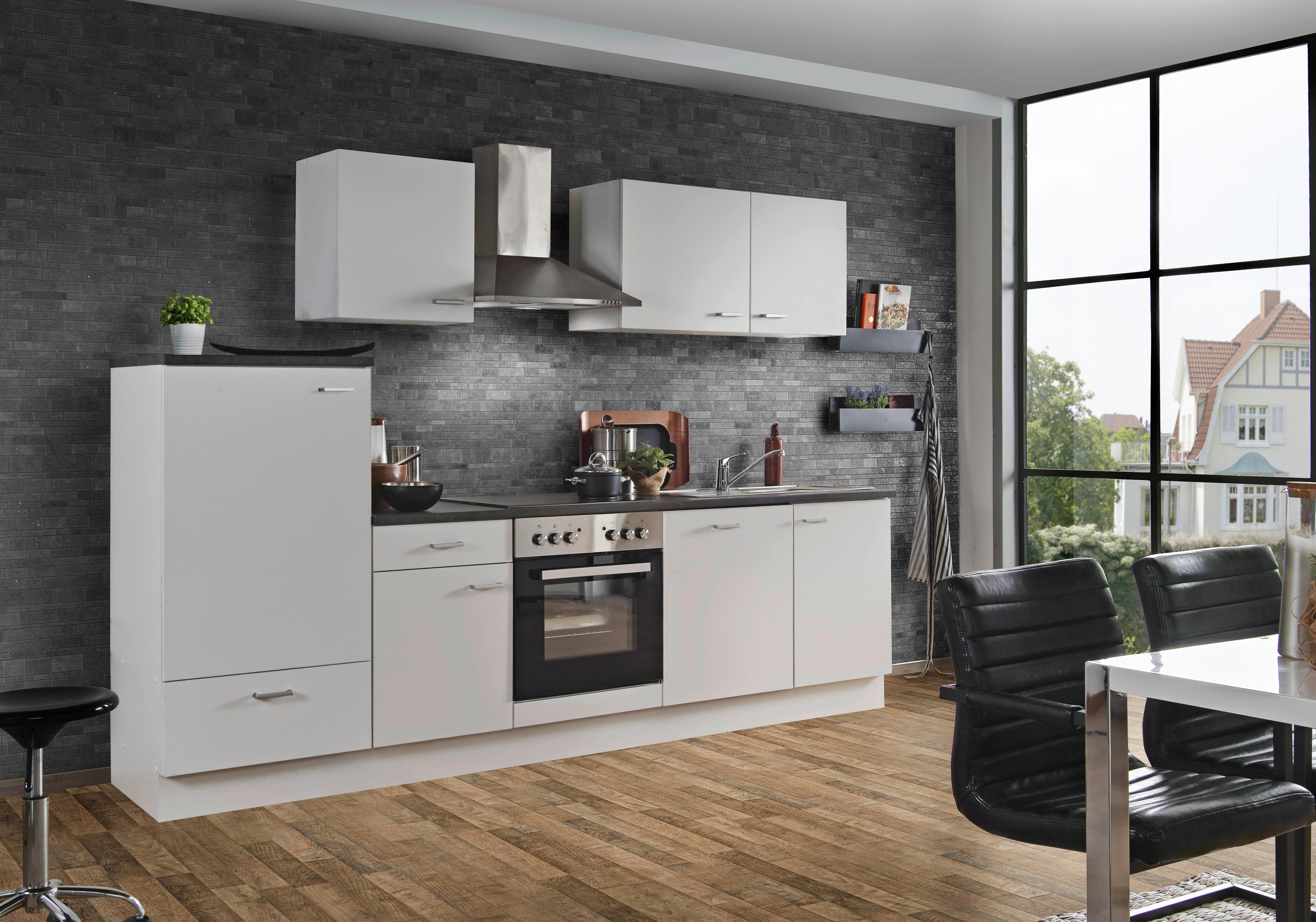 Küchenblock White-Classic - Graphitfarben/Weiß, KONVENTIONELL, Holzwerkstoff (280cm) - Menke