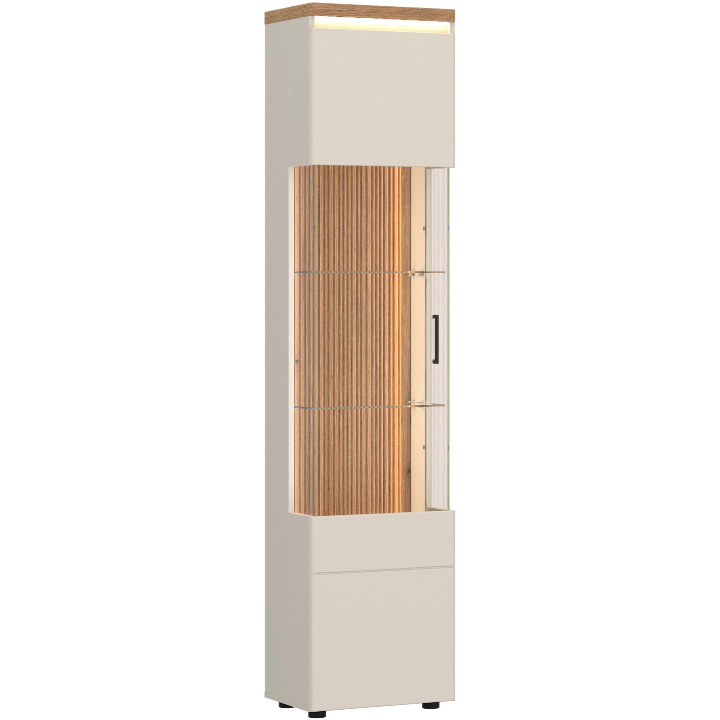 Vitrine Modena Eiche Dekor/Kaschmir B: 45cm - Kaschmir/Eichefarben, Basics, Glas/Holzwerkstoff (45/201,5/35,6cm) - Hom`in