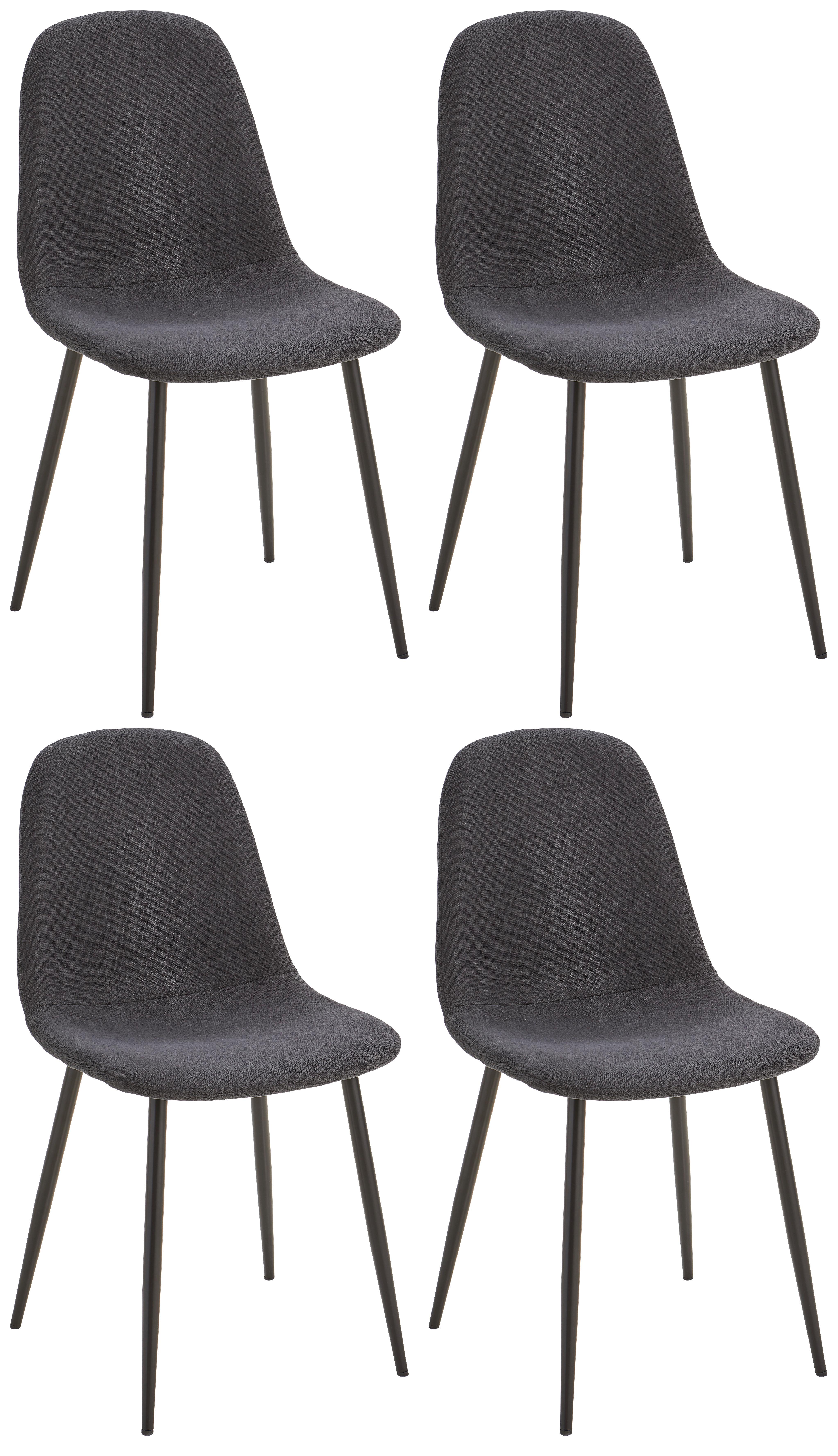 4er Stuhl-Set Lola Bezug: Mikrofaser Schwarz 4er-Set - Schwarz, Basics, Textil/Metall (43/85/54cm) - P & B