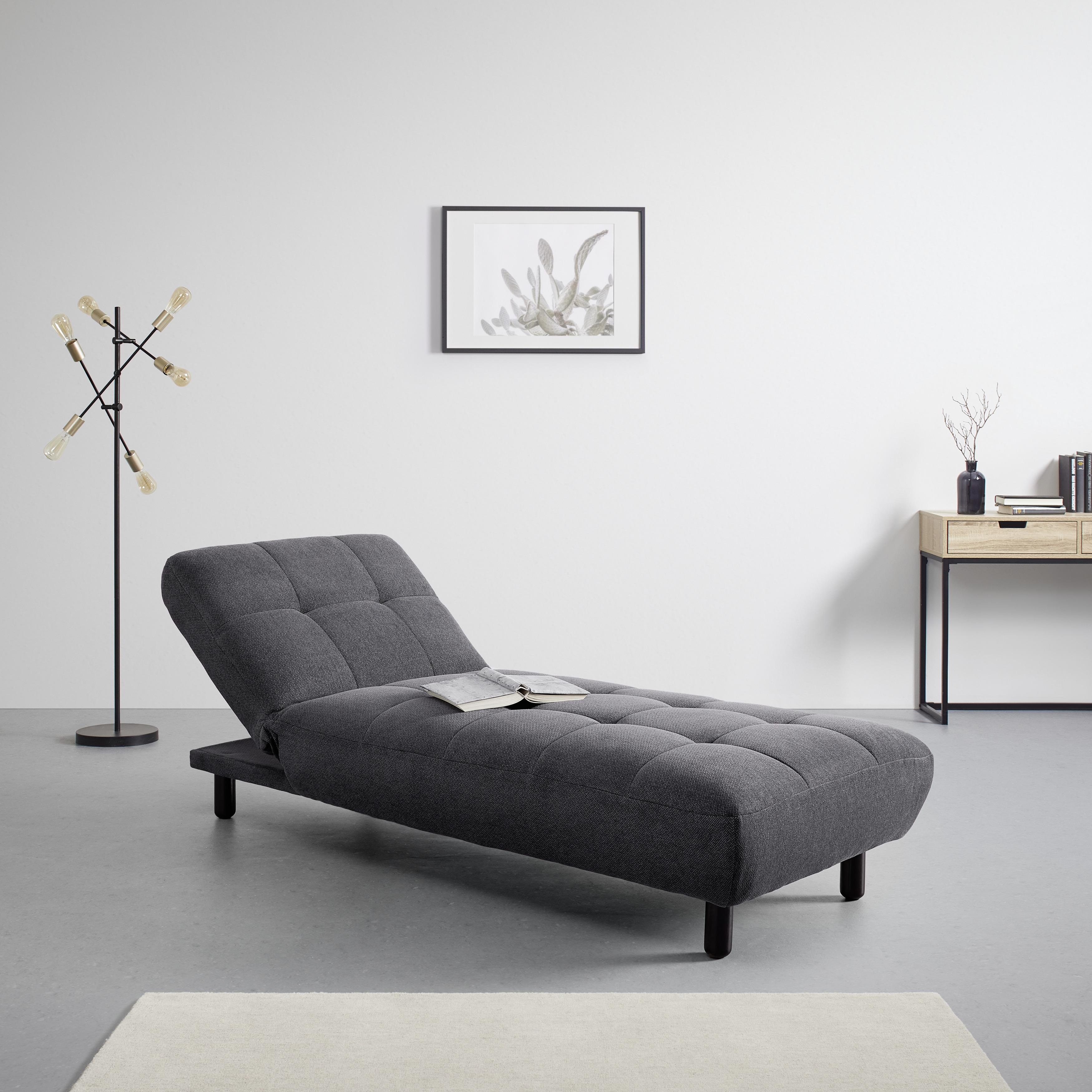 Lehátko S Nastavitelným Čelem Camilla, Tmavě Šedé - tmavě hnědá/tmavě šedá, Moderní, dřevo/textil (82/90/183cm) - Bessagi Home