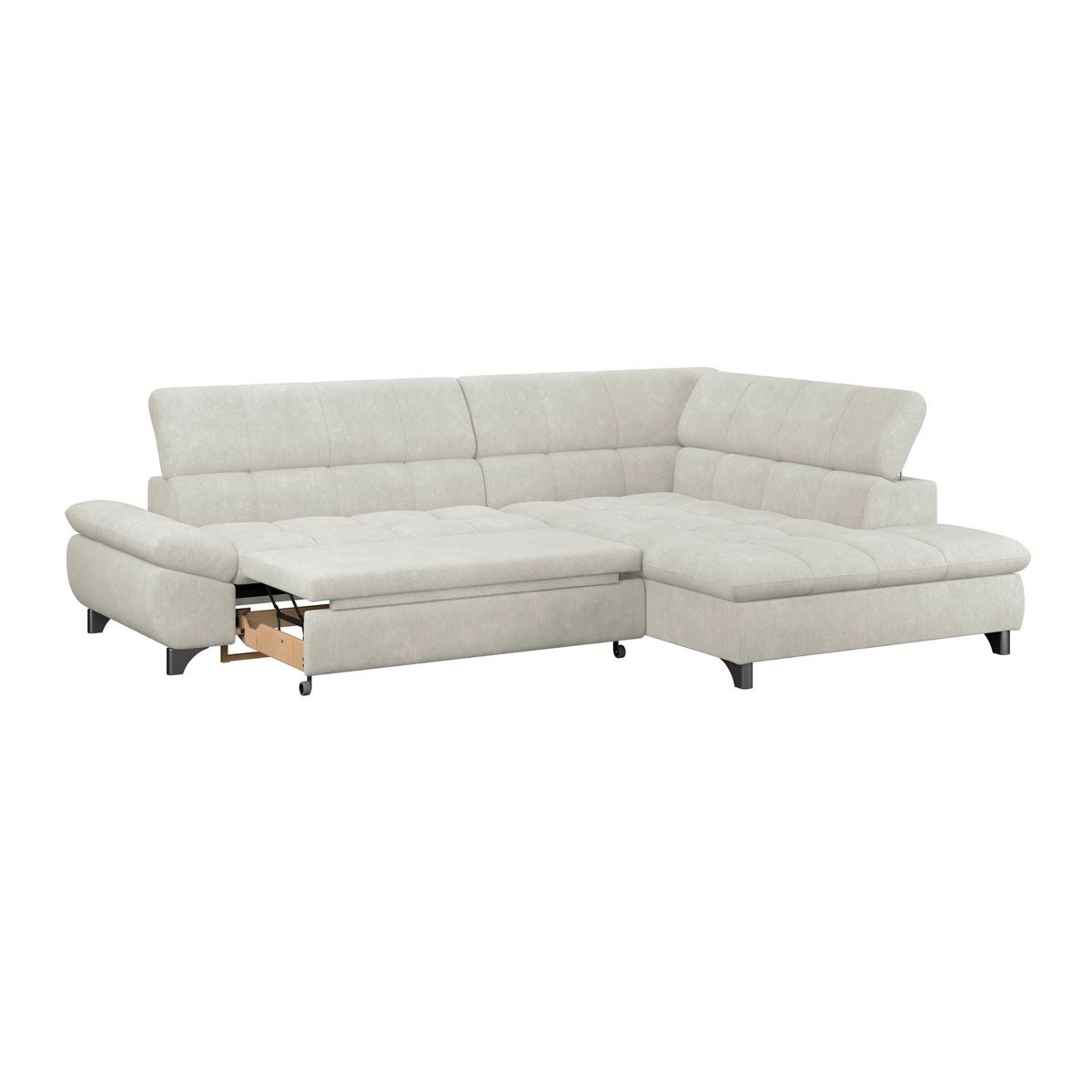 Ecksofa Gemini Elfenbeinfrabig, B: 312cm - Chromfarben/Creme, KONVENTIONELL, Textil (312/234cm)