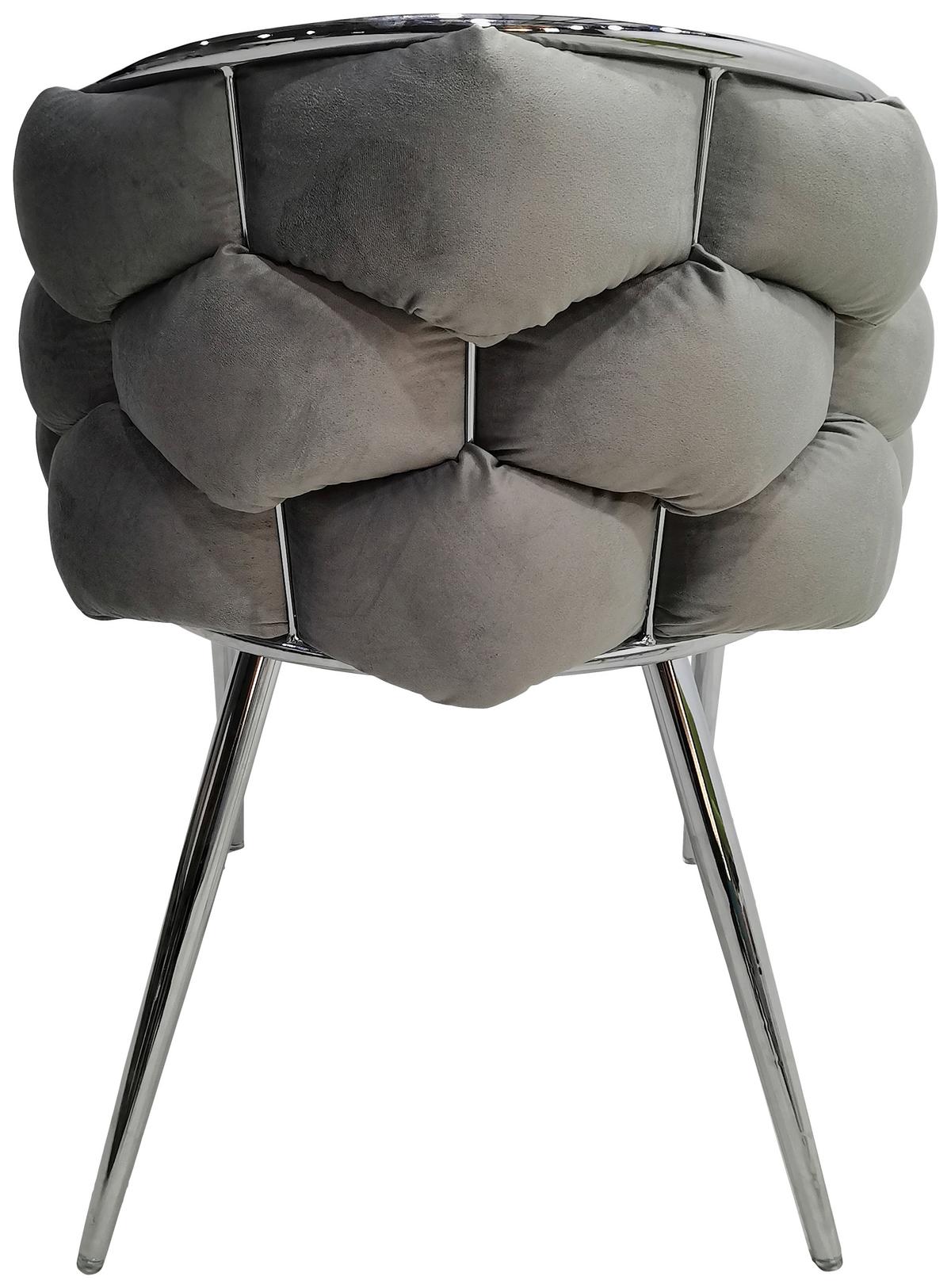 Armlehnstuhl-Set Grace 125 - Silberfarben/Grau, MODERN, Textil/Metall (65/79/61cm) - Kayoom