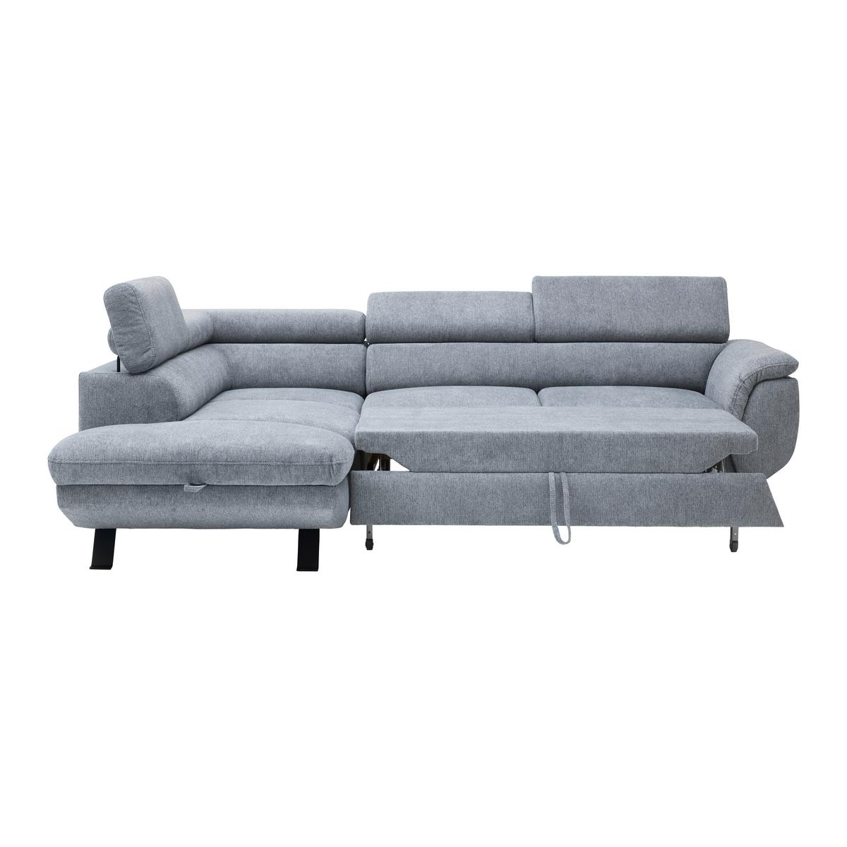 Sedací souprava RAVEN, levá, šedá, úložný prostor a lůžko - šedá/černá, Moderní, kov/textil (198/257cm) - Mömax
