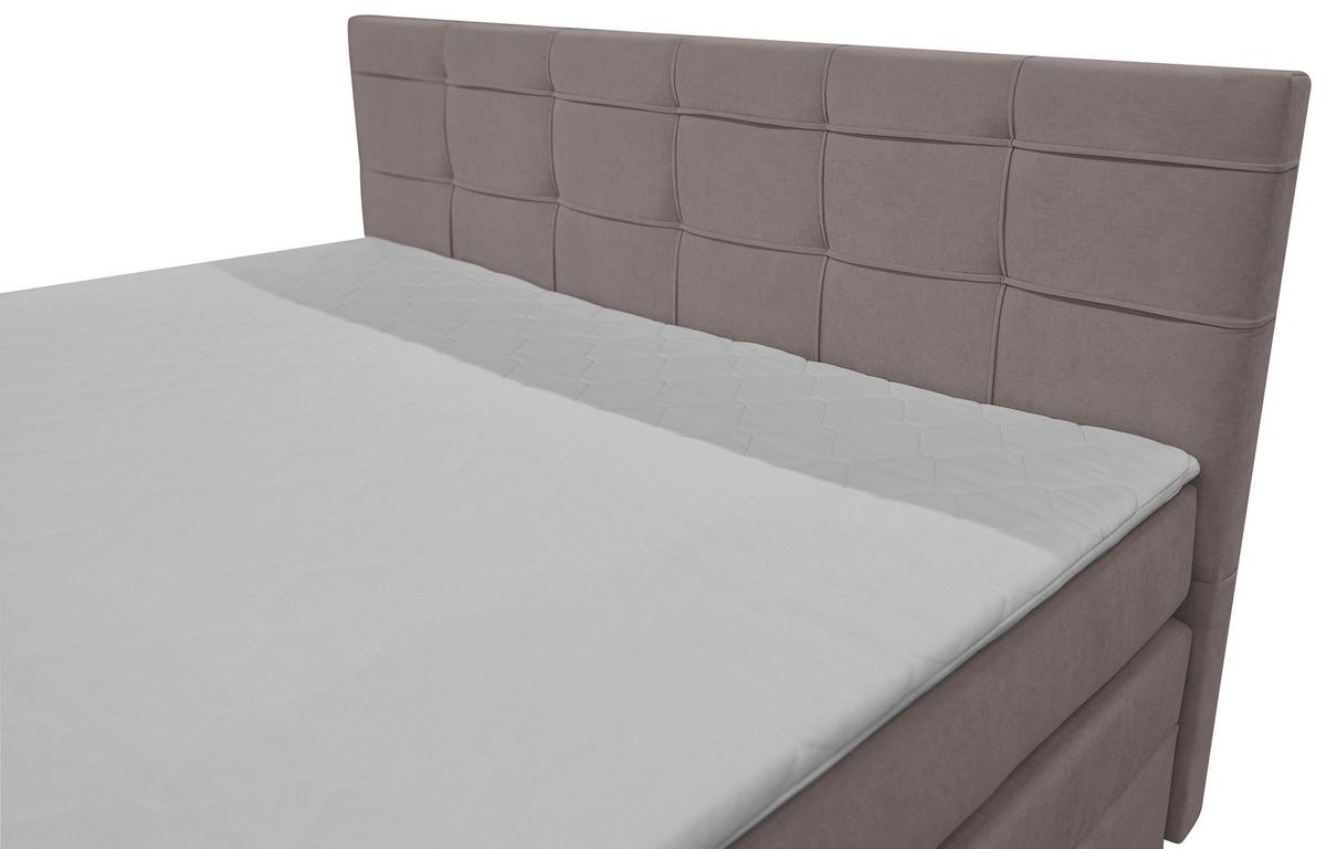 Boxspringbett Mitto mit Topper 140x200 cm - Taupe/Schwarz, KONVENTIONELL, Textil/Metall (140/200cm)