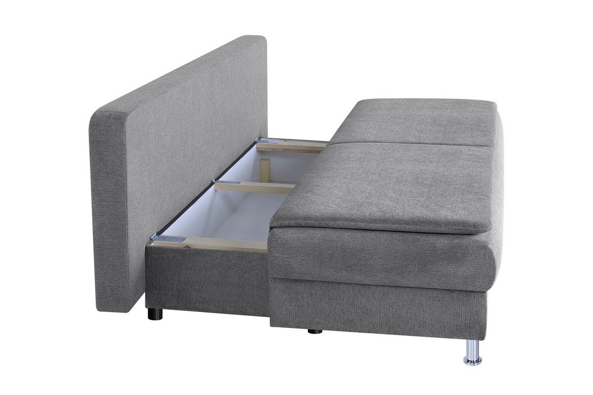 Schlafsofa mit Bettkasten Ken Taupe - Taupe/Chromfarben, Design, Holzwerkstoff/Textil (200/92/90cm) - P & B