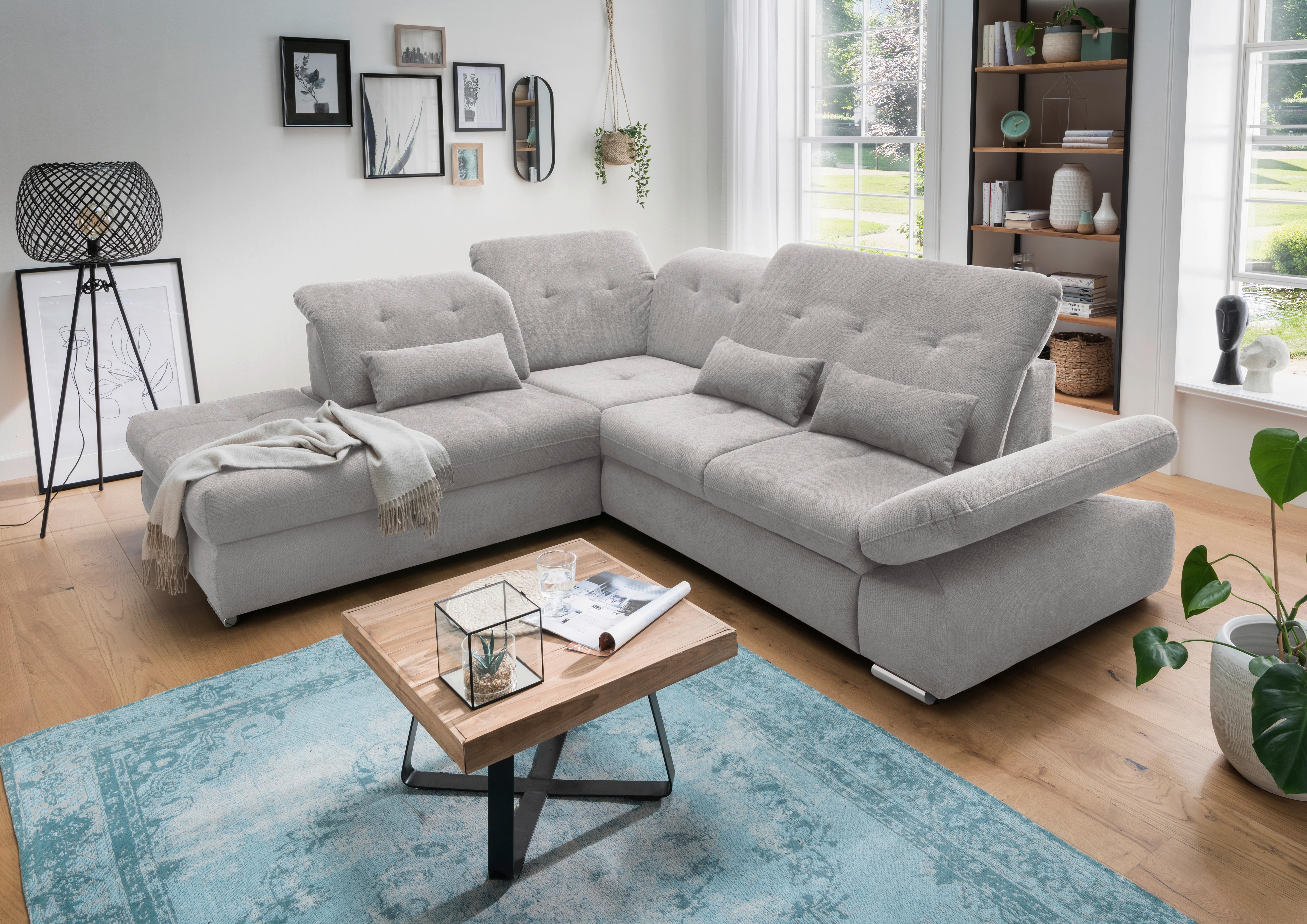 Ecksofa Dalida Grau S: 254x280 cm - Chromfarben/Grau, MODERN, Textil (254/280cm) - Livetastic