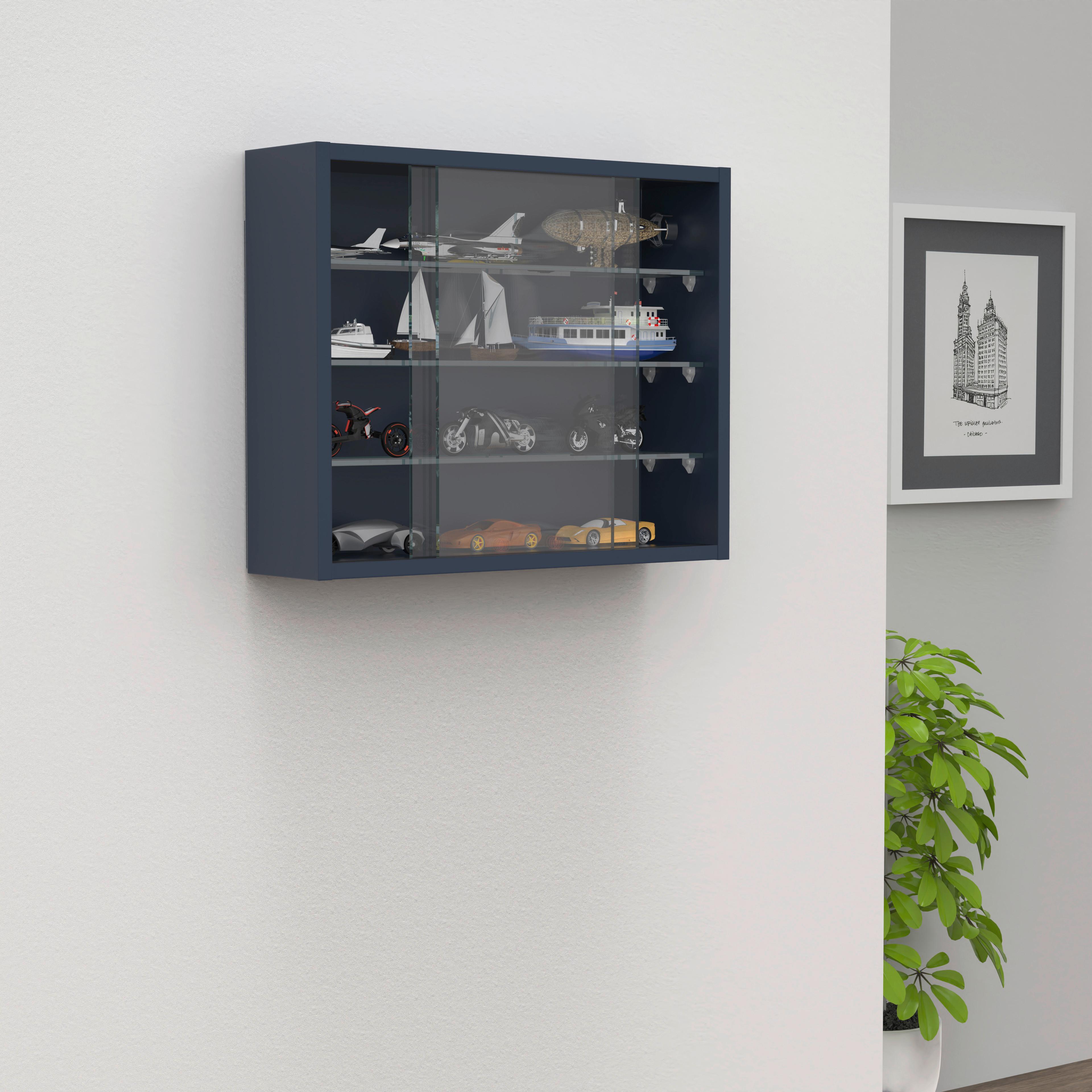 Hängevitrine Drivalo Anthrazit B: 50 cm - Transparent/Anthrazit, Design, Glas/Holzwerkstoff (50/40/12cm) - MID.YOU