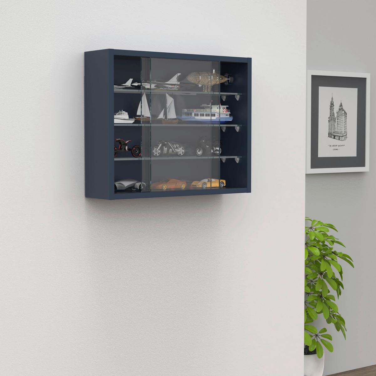 Hängevitrine Drivalo Anthrazit B: 50 cm - Transparent/Anthrazit, Design, Glas/Holzwerkstoff (50/40/12cm) - MID.YOU