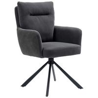 Armlehnstuhl Emely Anthrazit Sitzfl. 180° drehbar, B: 60cm - Anthrazit/Schwarz, KONVENTIONELL, Textil/Metall (60/95/67cm) - MID.YOU