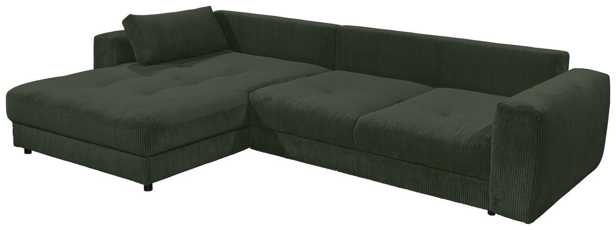 Ecksofa Barura 2s. Urc Dunkelgrün S: 194/333 Cm - Dunkelgrün/Schwarz, KONVENTIONELL, Holzwerkstoff/Textil (194/333cm) - MID.YOU