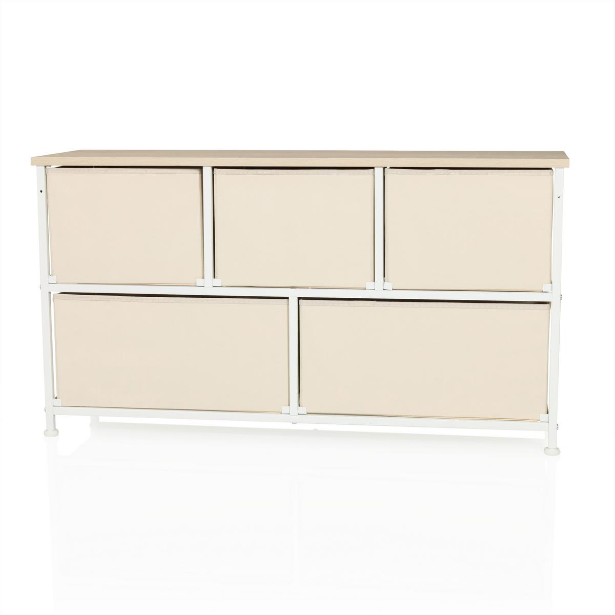 Kommode Foldar Beige B: 100 cm - Beige/Weiß, MODERN, Textil (100/55/30cm) - MID.YOU