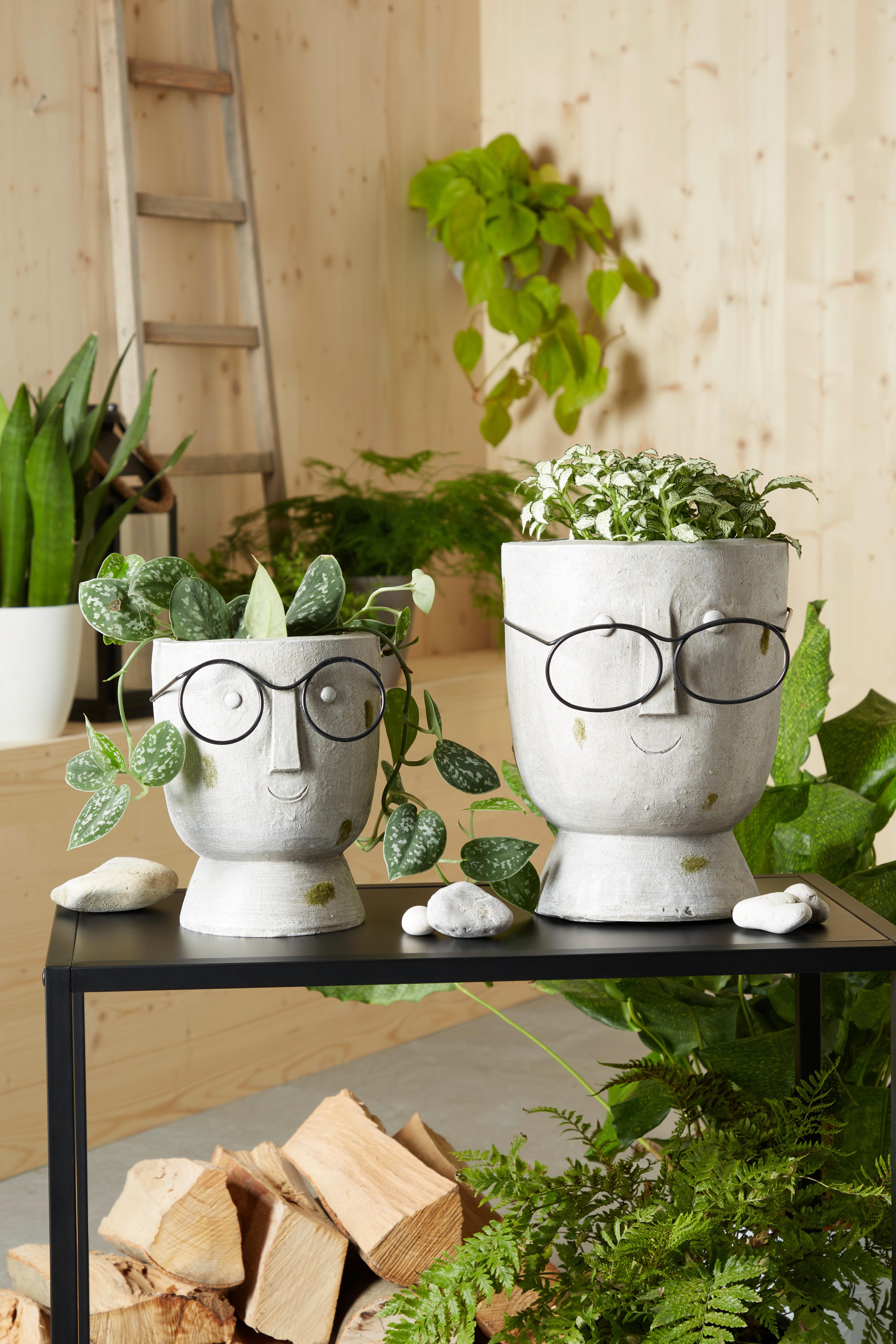 Pflanztopf Aba - Grau, KONVENTIONELL, Stein (17/22cm) - Luca Bessoni