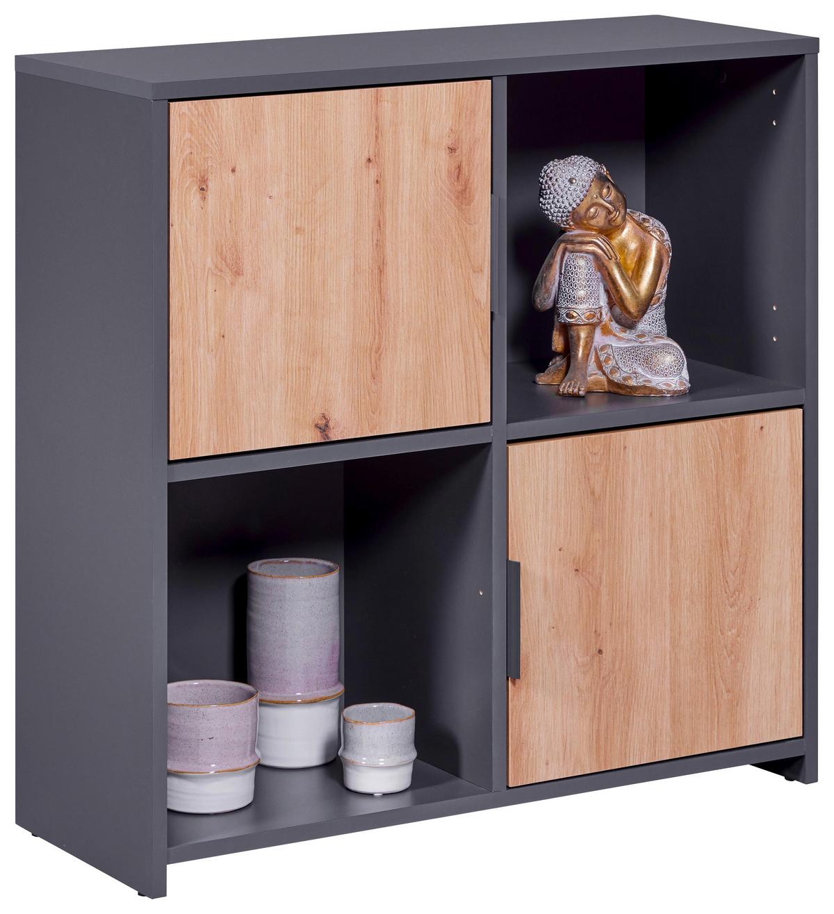 Regal Pepeto 2t - Anthrazit/Schwarz, Design, Holzwerkstoff (77/77/30cm) - Livetastic