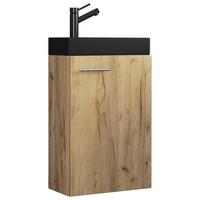 Waschtischkombi Slito Bl - Honigeiche/Schwarz, MODERN, Keramik/Holzwerkstoff (40,5cm) - MID.YOU
