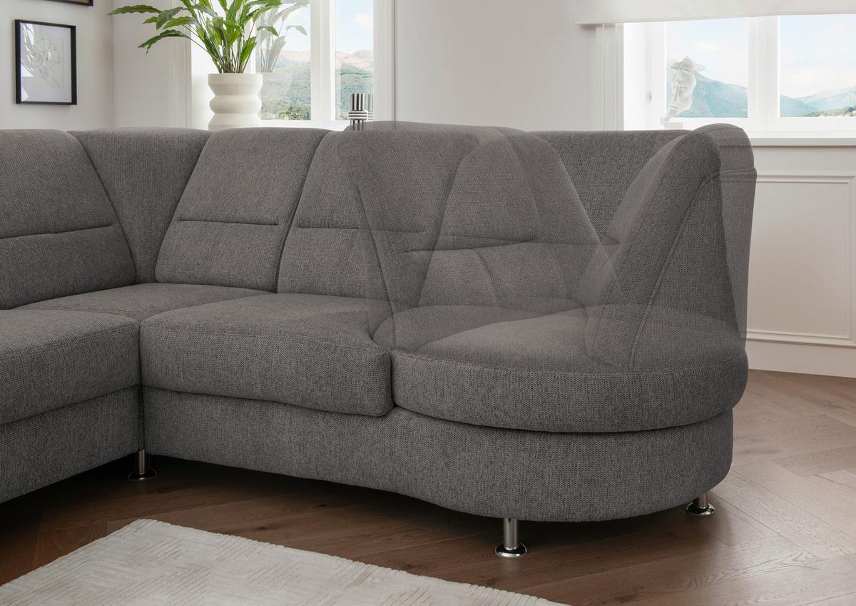 Ecksofa mit Relaxfunktion Parole Graubraun Chenille - Chromfarben/Graubraun, MODERN, Textil (275/236cm) - Livetastic