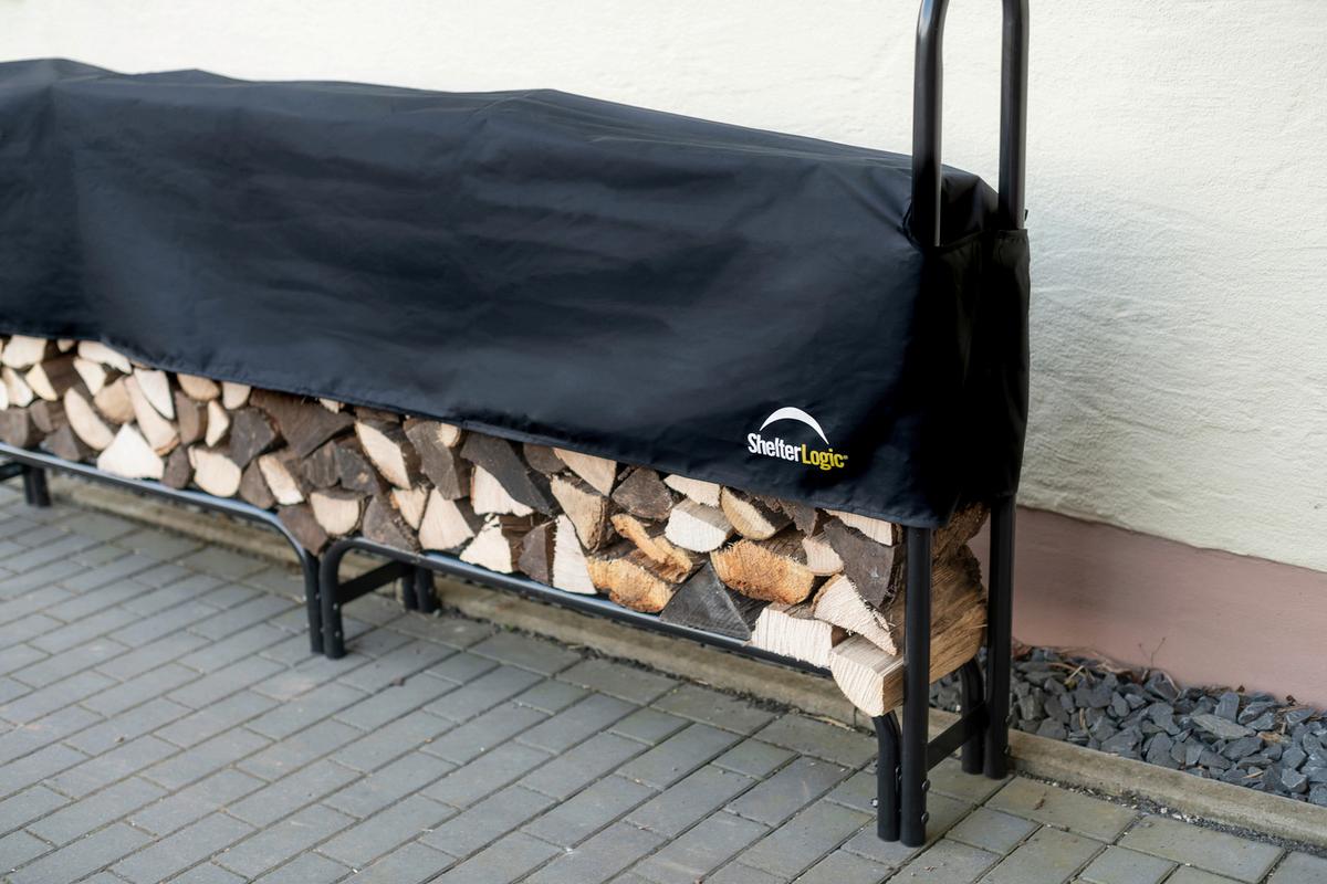 Regál na drevo 244cm - čierna, Basics, kov (25/118/244cm)