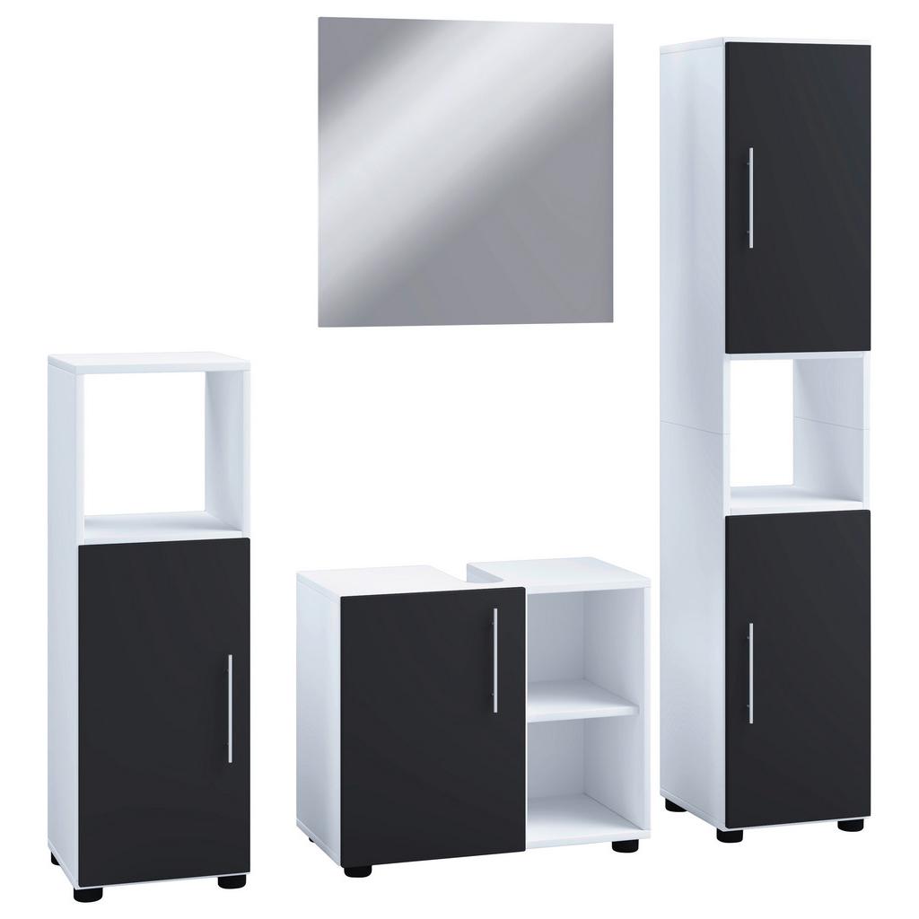 Badmöbel-Set 4--Teilig. Flandu II B: 122 cm Schwarz/Weiß
