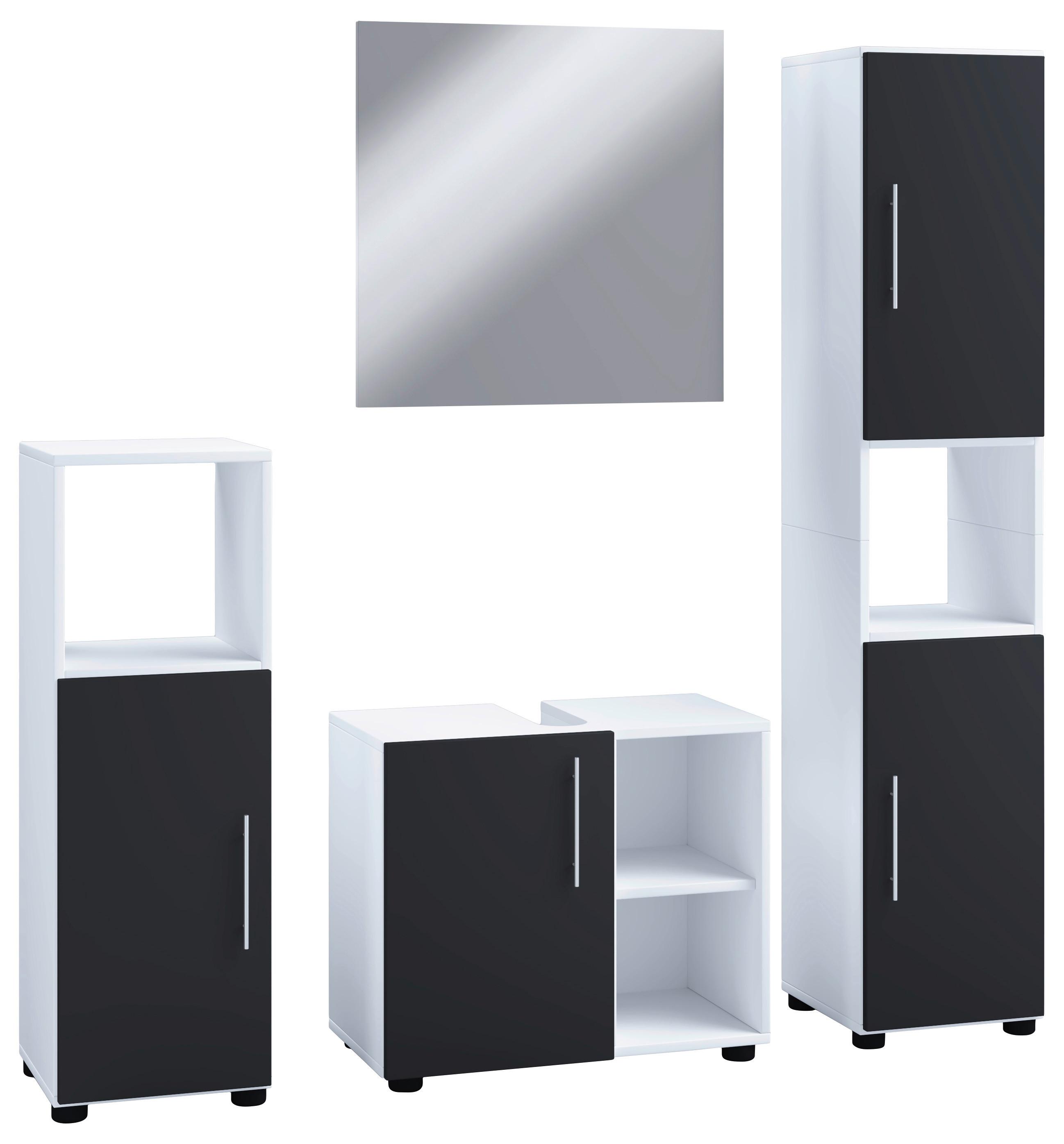 Badmöbel-set 4-tlg. Flandu Ii B: 122 Cm Schwarz/weiß