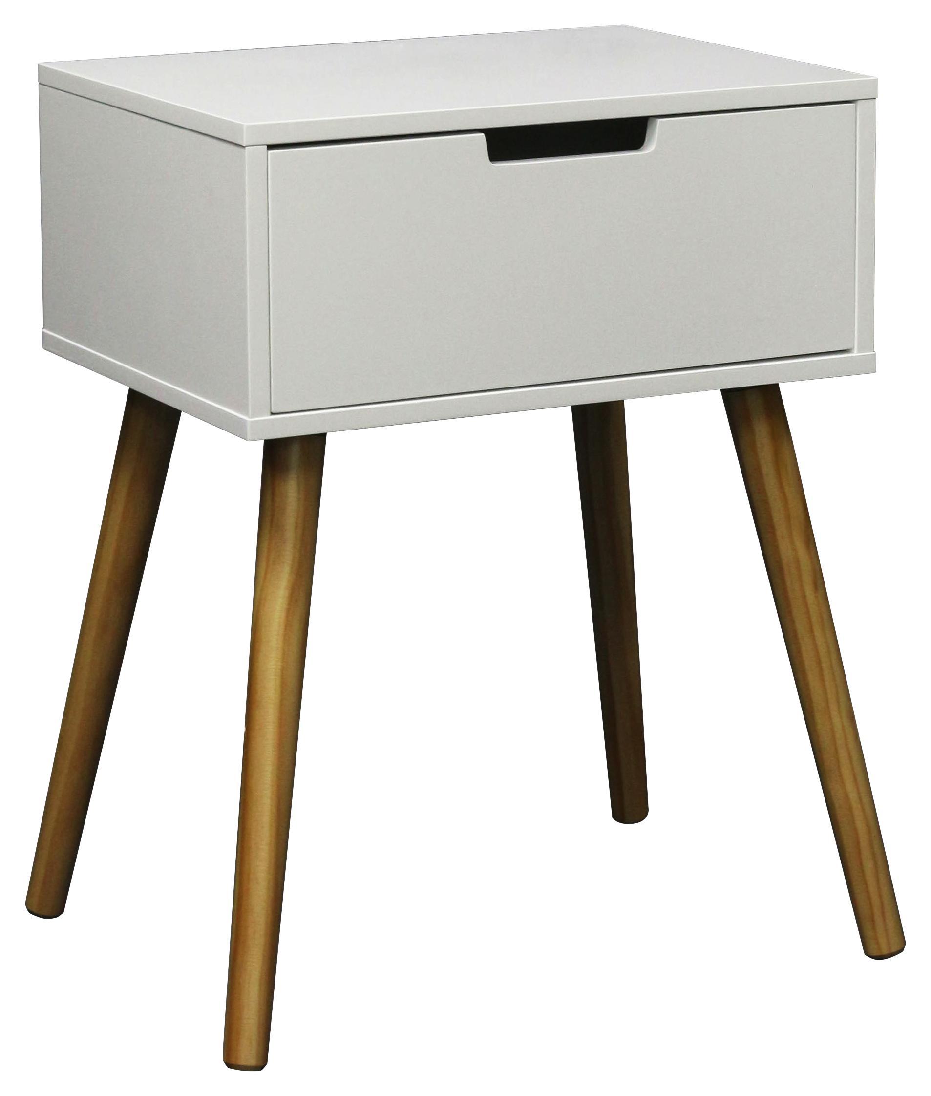 Nachtkästchen Levi B: 40 cm Weiß - Weiß/Naturfarben, MODERN, Holz/Holzwerkstoff (40/52/30cm) - Ombra