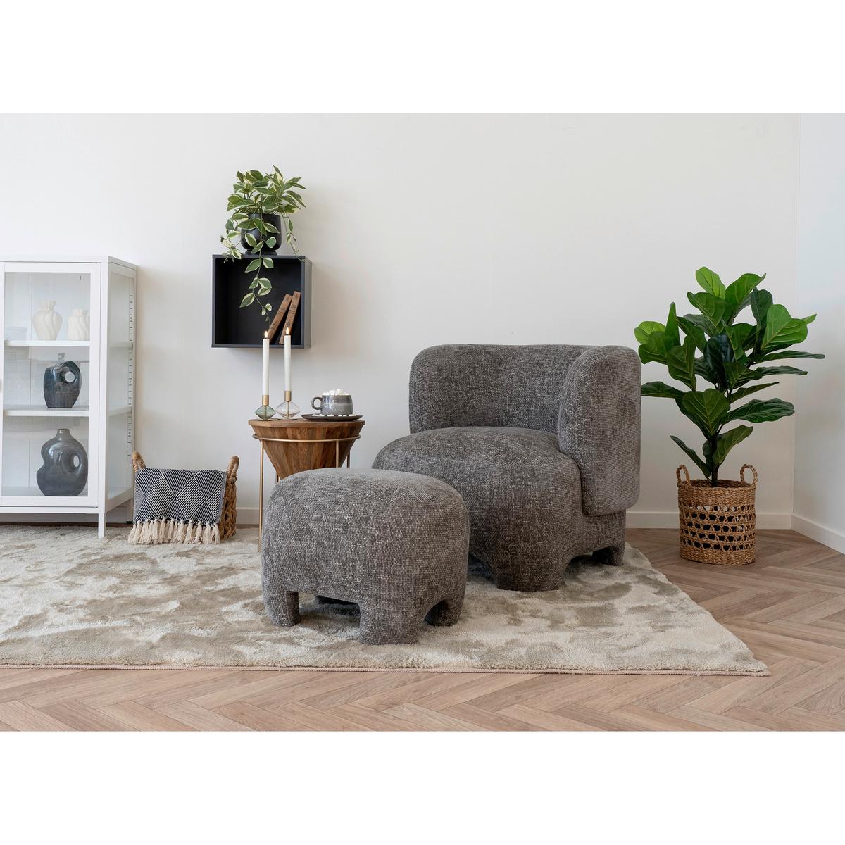 Pouf Nazare Grau, B/h/t: 53x38x41cm - Grau, Basics, Textil (53/38/41cm)