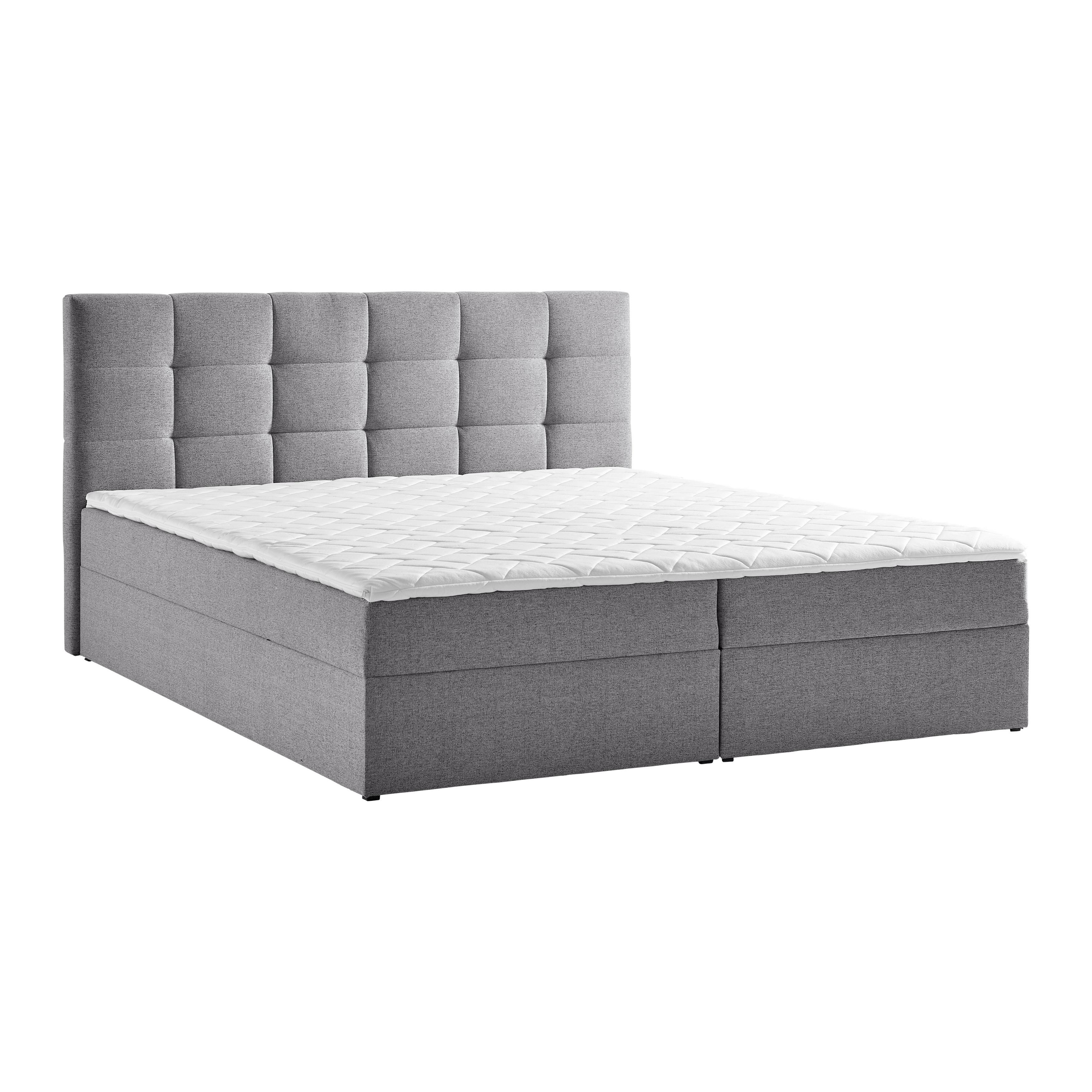 Boxspring postel MARSELIE šedá 200x220cm - šedá/černá, Moderní, dřevo/textil (200/220cm) - Bessagi Home