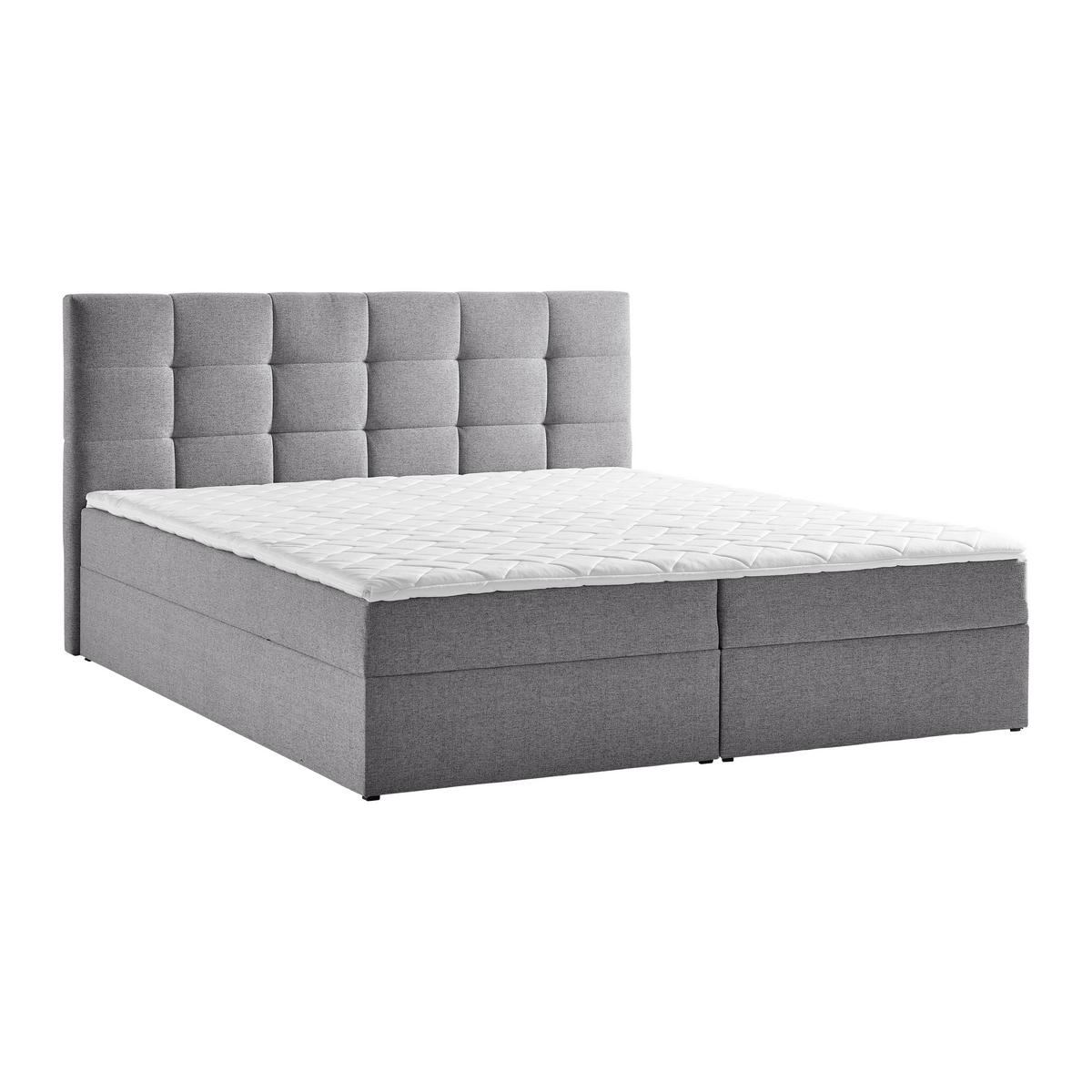 Boxspring posteľ MARSELIE sivá, 200x220cm - čierna/sivá, Modern, drevo/textil (200/220cm) - Bessagi Home