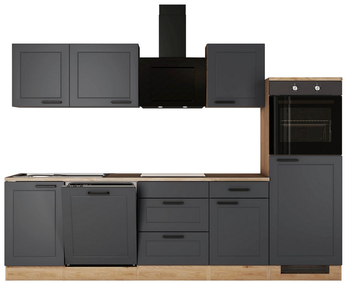 Küchenblock Romeo Eiche/Anthrazit B: 280 cm - Eichefarben/Anthrazit, Basics, Holzwerkstoff (280cm) - FlexWell