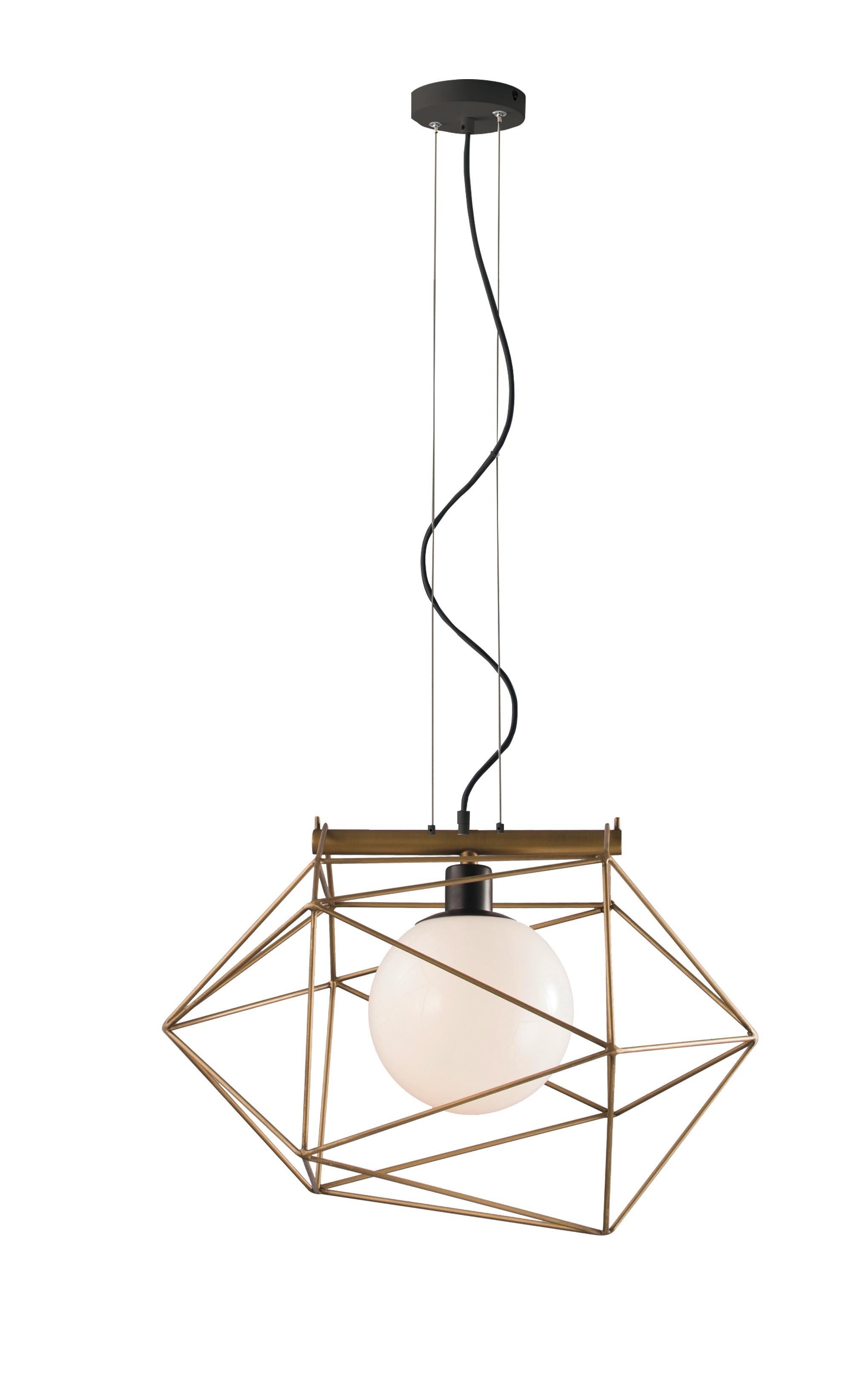 Hängeleuchte Abraxas H: 150 cm 1-Flammig - Goldfarben/Schwarz, Design, Metall (40,5/29,5/150cm)