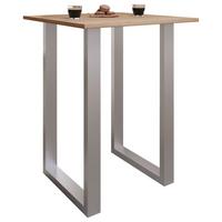 Bartisch Xona B 80x50 - Eichefarben/Silberfarben, KONVENTIONELL, Holzwerkstoff/Metall (80/50/102cm)