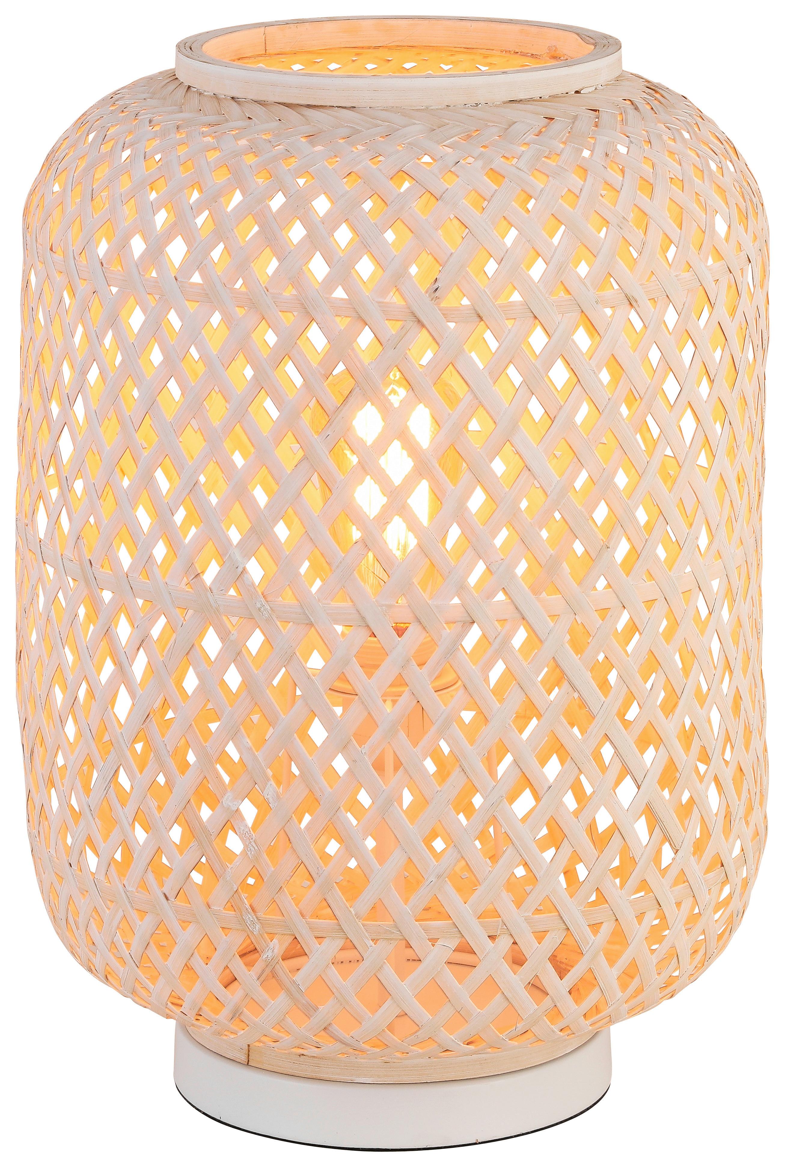 Stolná lampa ratan - biela, Modern, drevo (28/43cm) - Bessagi Home