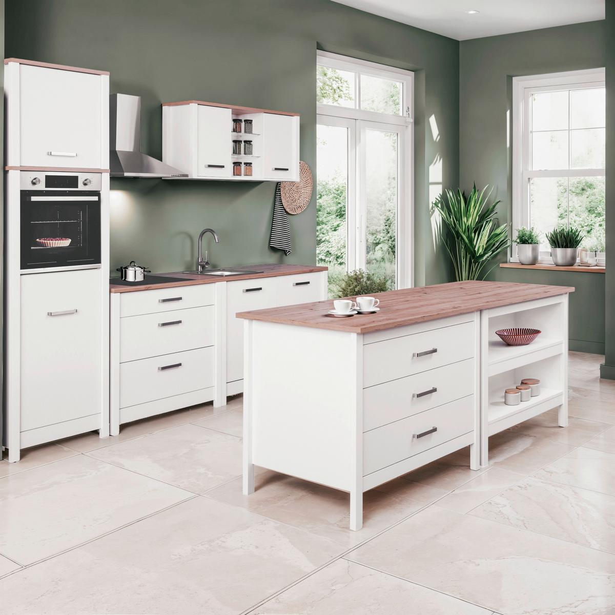 Skrinka na vstavané spotrebiče SAN - biela/dub artisan, Romantik / Landhaus, kov/kompozitné drevo (70/167/60cm) - Mömax