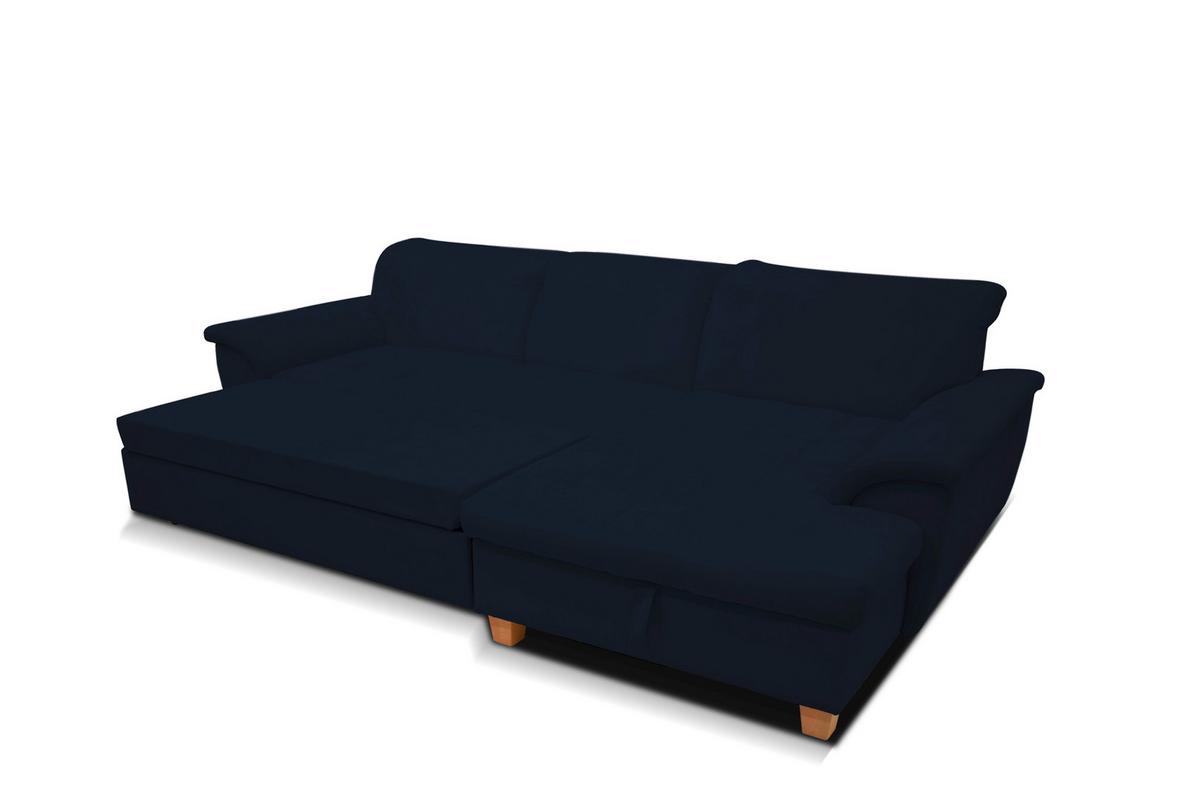 Ecksofa Mit Schlaffunktion & Bettkasten Franzi Blau - Eichefarben/Dunkelblau, KONVENTIONELL, Textil (279/170cm) - MID.YOU